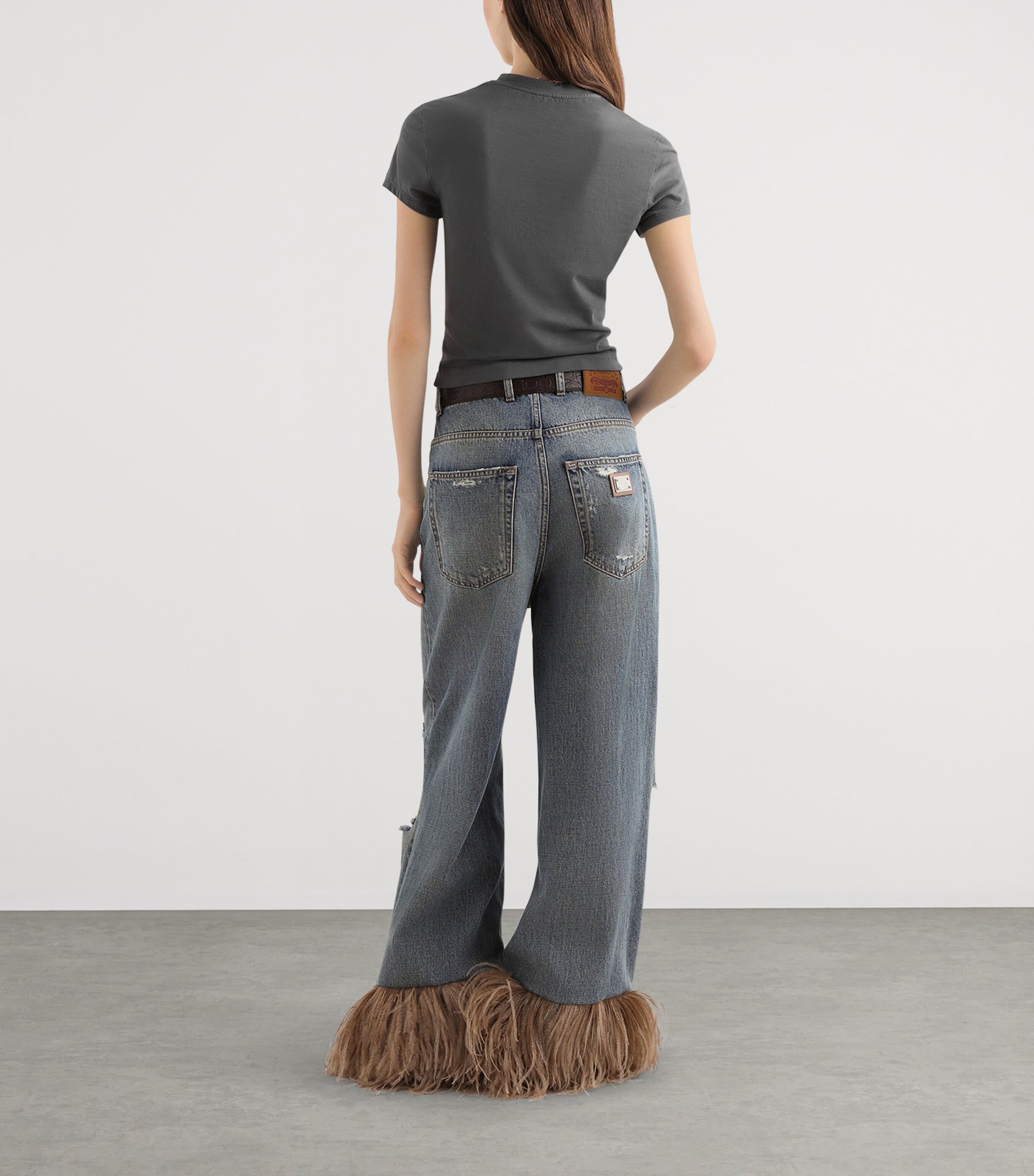 Dolce&Gabbana Womens Ripped Fringe Wide-Leg Jeans Comb Image 4