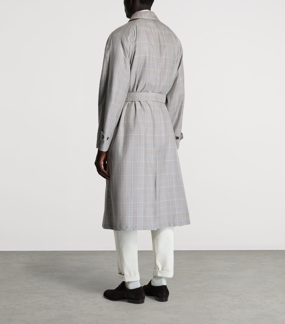 Dunhill Mens Cotton-Silk Glen Check Car Coat Khaki Image 3