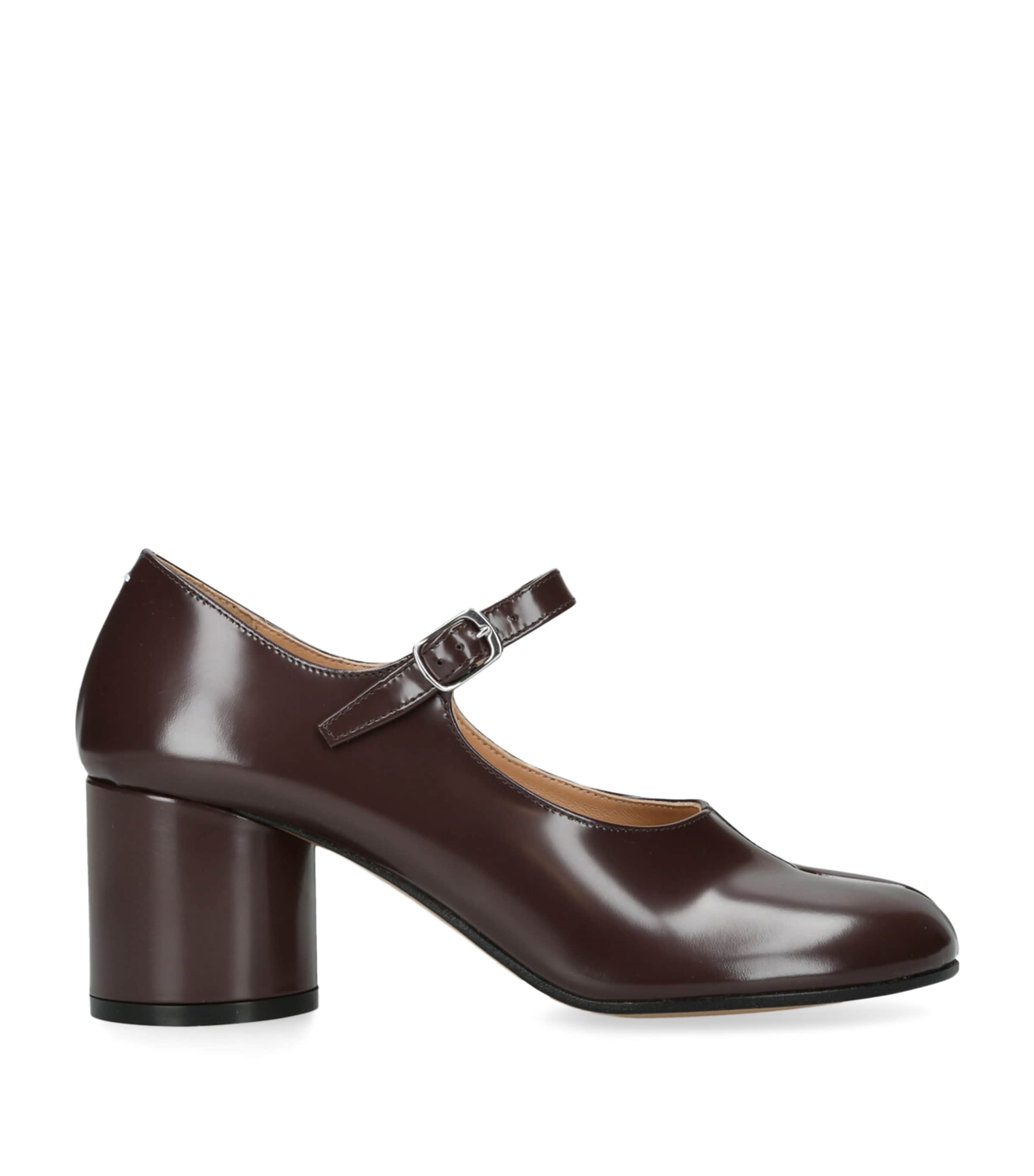 Maison Margiela Leather Tabi Mary Jane Pumps 60 In Brown