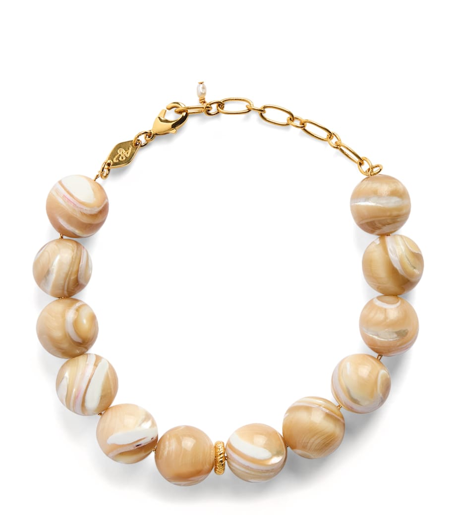 Anni Lu Gold-Plated Beaded Jetset Bracelet Cream Image 1