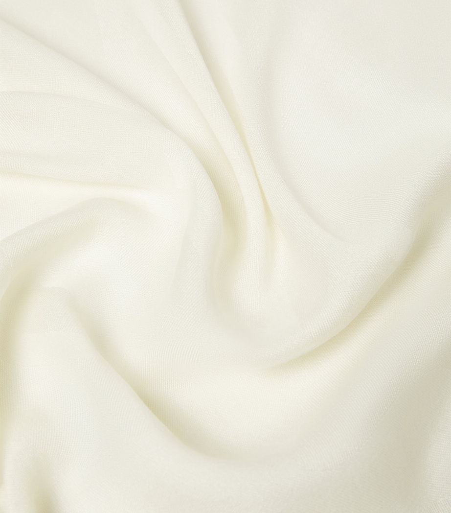 Silk-Cotton Stole Scarf OPTICAL WHITE Image 3