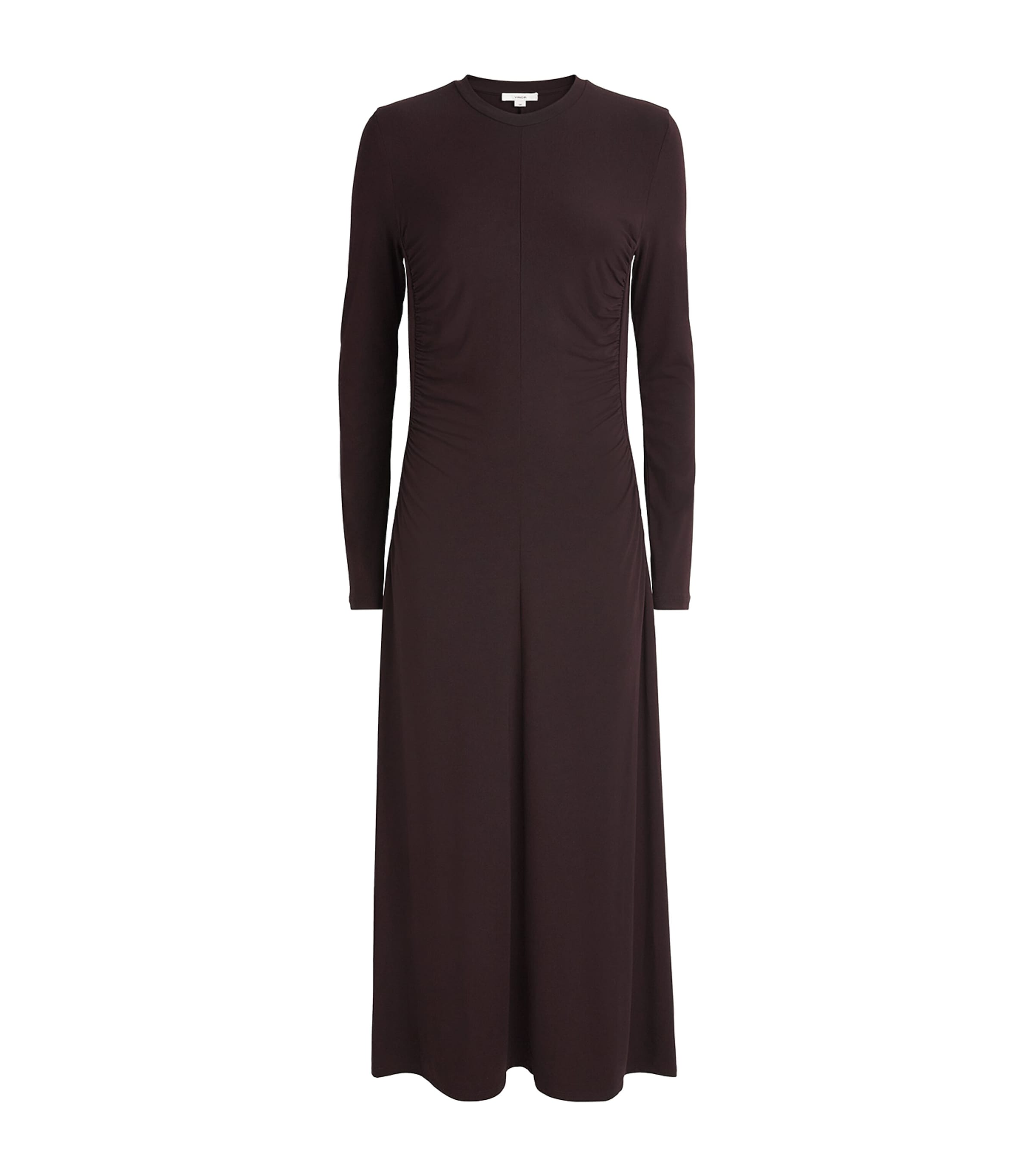 Vince Womens Jersey Ruched Midi Dress Dk Fig Image 1
