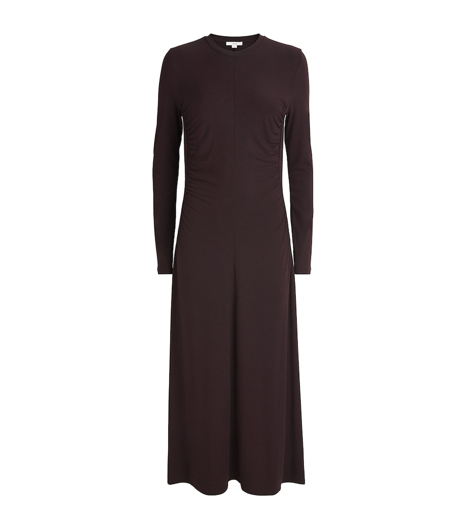 Vince Womens Jersey Ruched Midi Dress Dk Fig Image 1