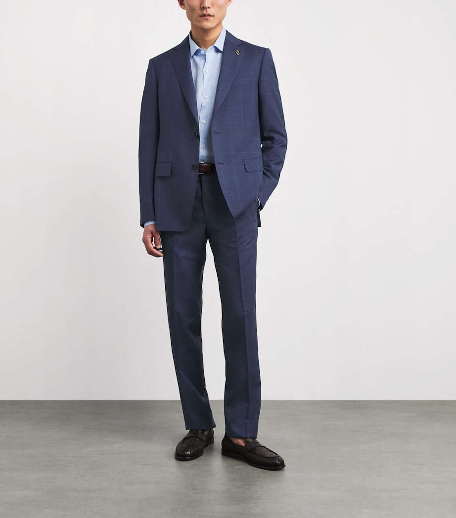 Pal Zileri Mens Wool Check Vicenza 2-Piece Suit Blue Image 2