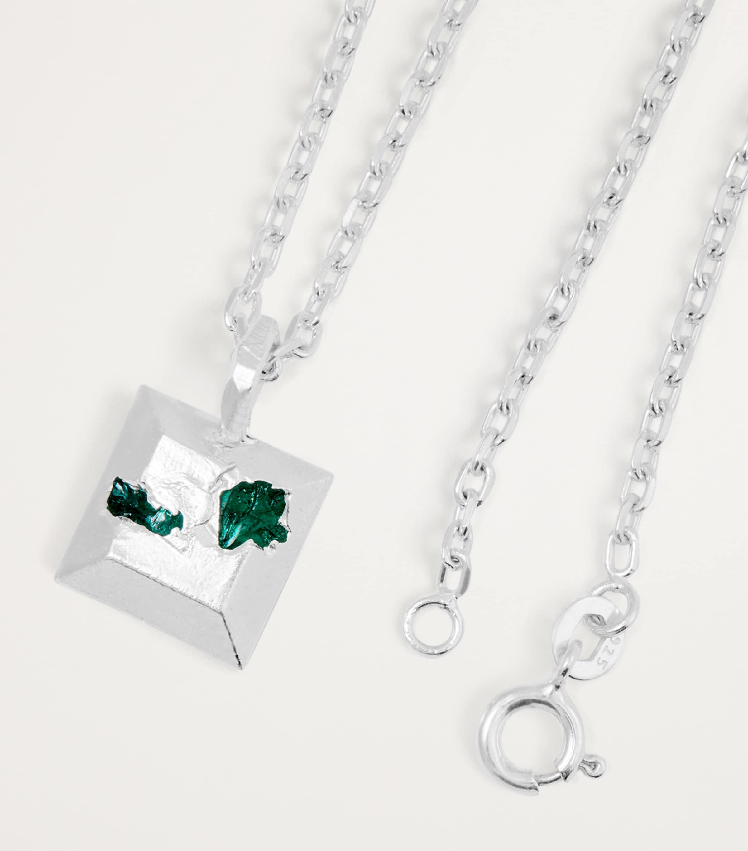 Sterling Silver and Emerald Necklace GREEN Image 5