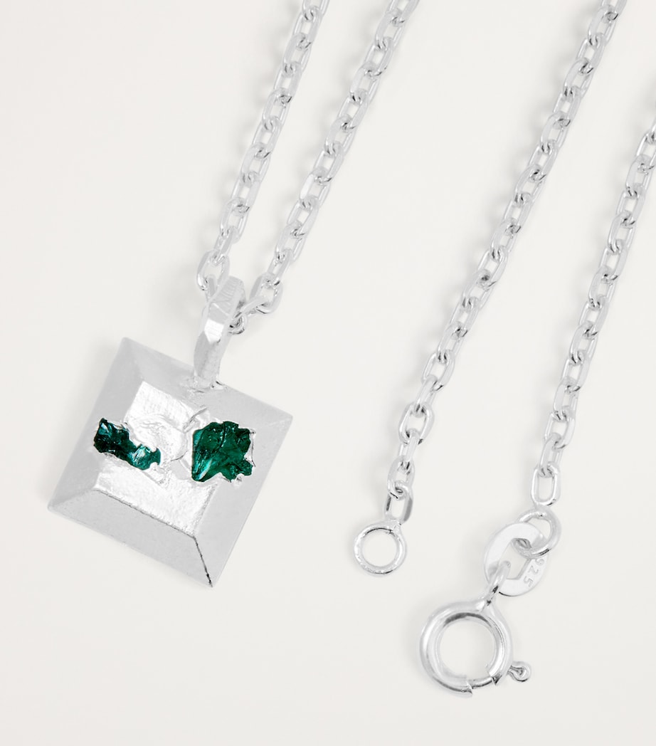 Sterling Silver and Emerald Necklace GREEN Image 5