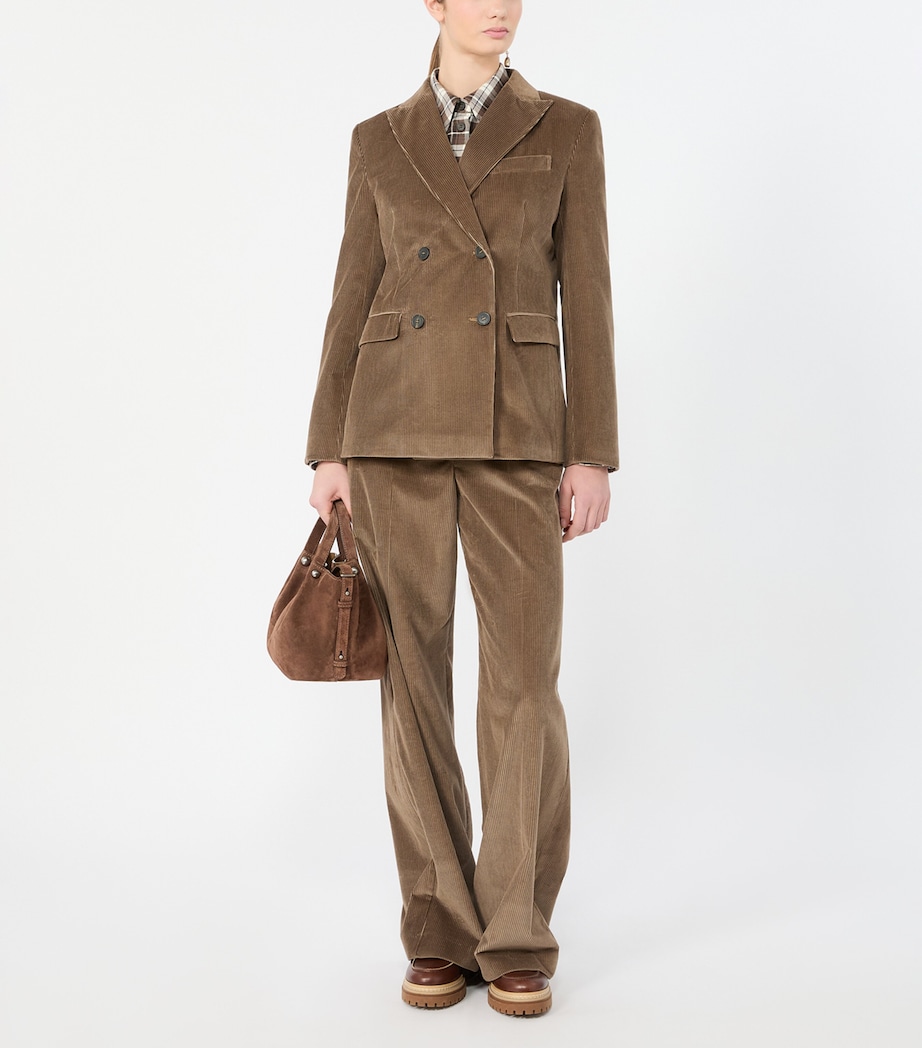 Weekend Max Mara Womens Corduroy Double-Breasted Blazer Light Brown Image 2