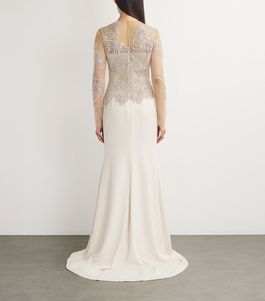 GEORGES HOBEIKA Beige Embroidered-Detail Gown | Harrods US GEORGES HOBEIKA Beige Embroidered-Detail Gown | Harrods US