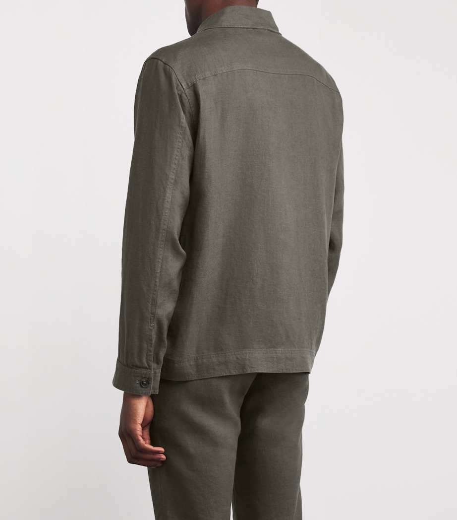 Linen Olav Button-Up Shirt CROC GREEN 374 Image 4