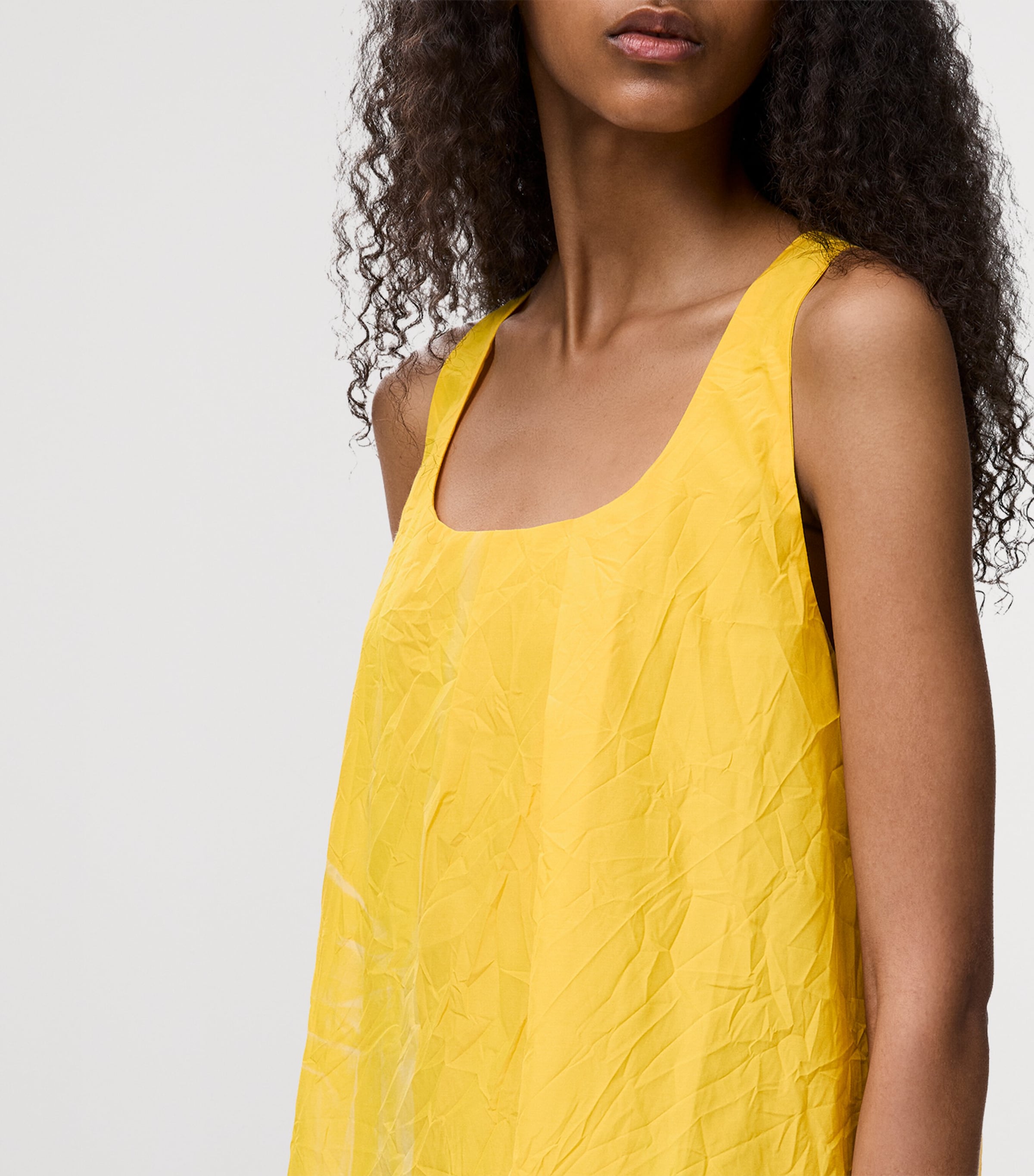 LOEWE Womens Cotton-Blend Scoop-Neck Mini Dress Yellow Image 4