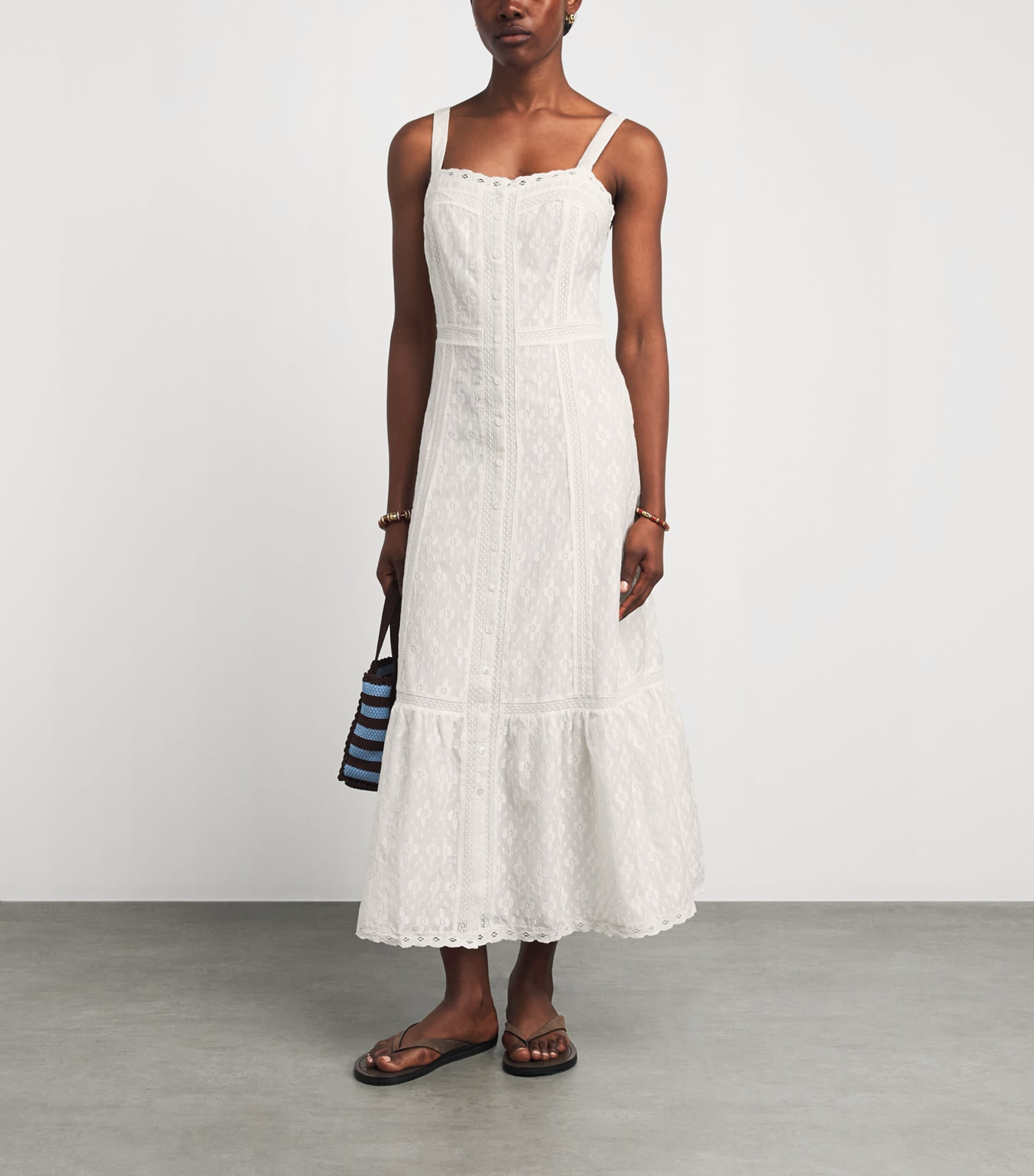 PAIGE Womens Cotton-Silk Kelli Maxi Dress Antique White Image 2