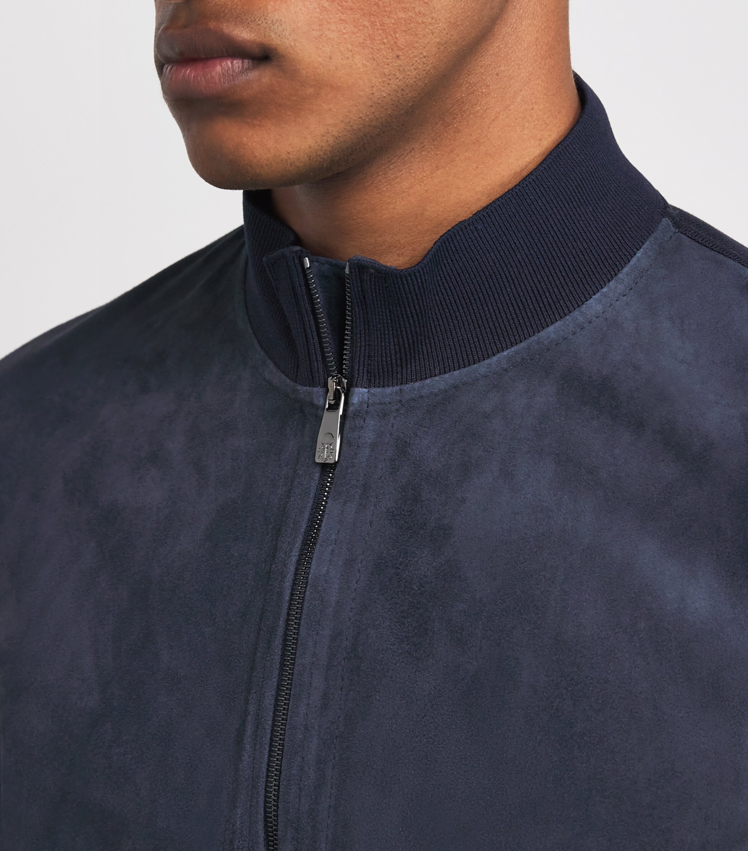 Suede-Silk Bomber Jacket 001 NAVY BLUE Image 6