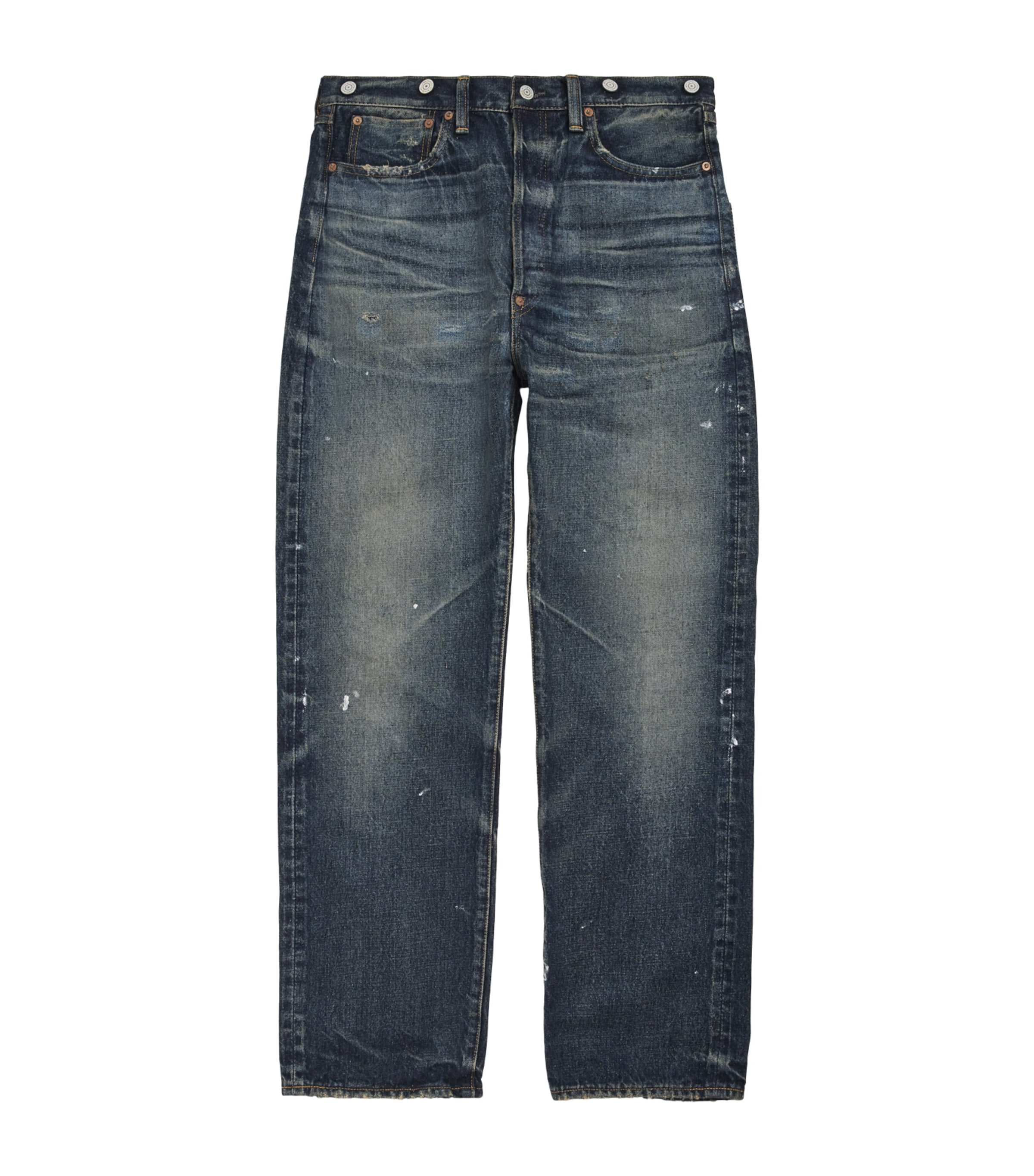 Junya Watanabe MAN Mens Distressed Patchwork Straight Jeans Indg X Gry/bk/grn Image 1
