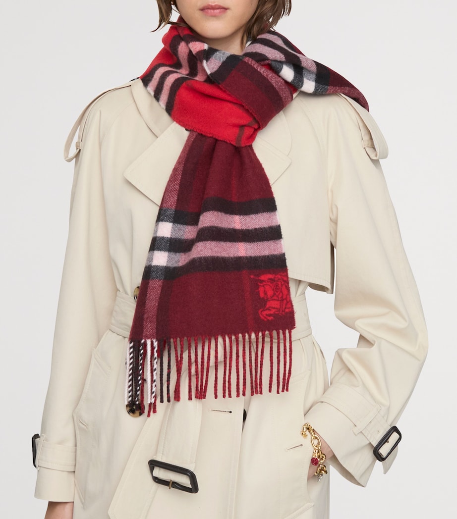 Cashmere Contrast Check Scarf POST RED/OXBLOOD Image 8