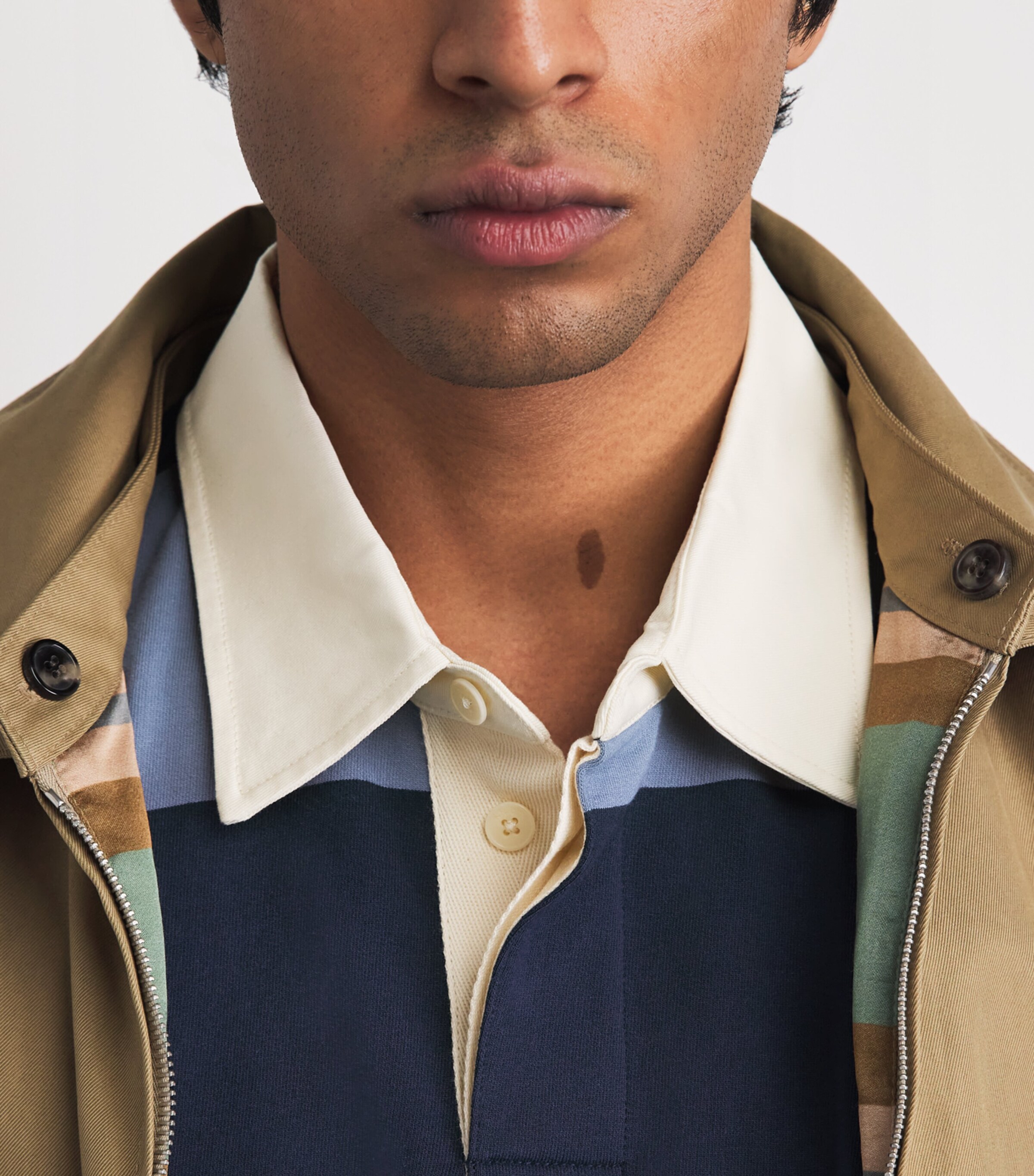 NN.07 Mens Organic Cotton David Rugby Shirt Blue Stripe Image 3