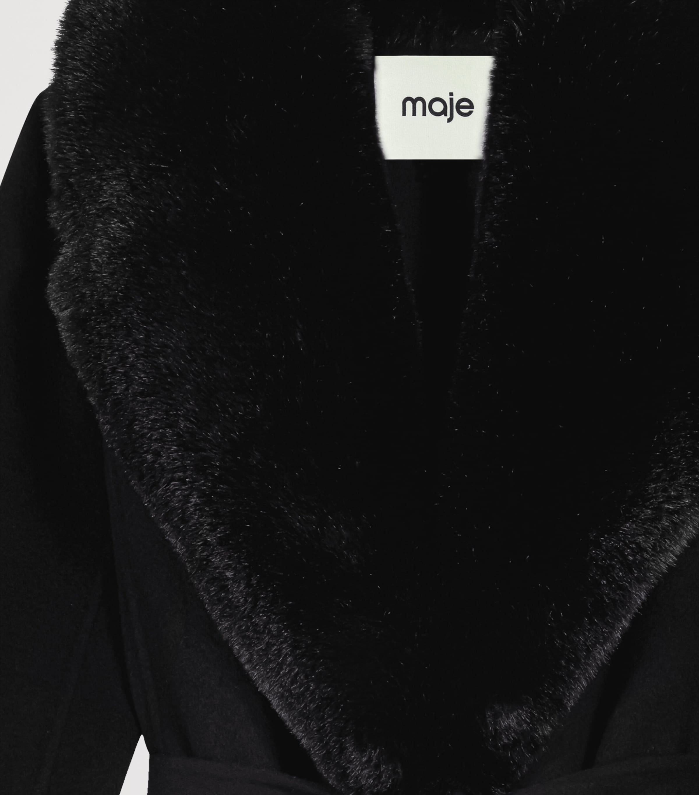 Maje Womens Wool-Blend Wrap Coat Black Image 9