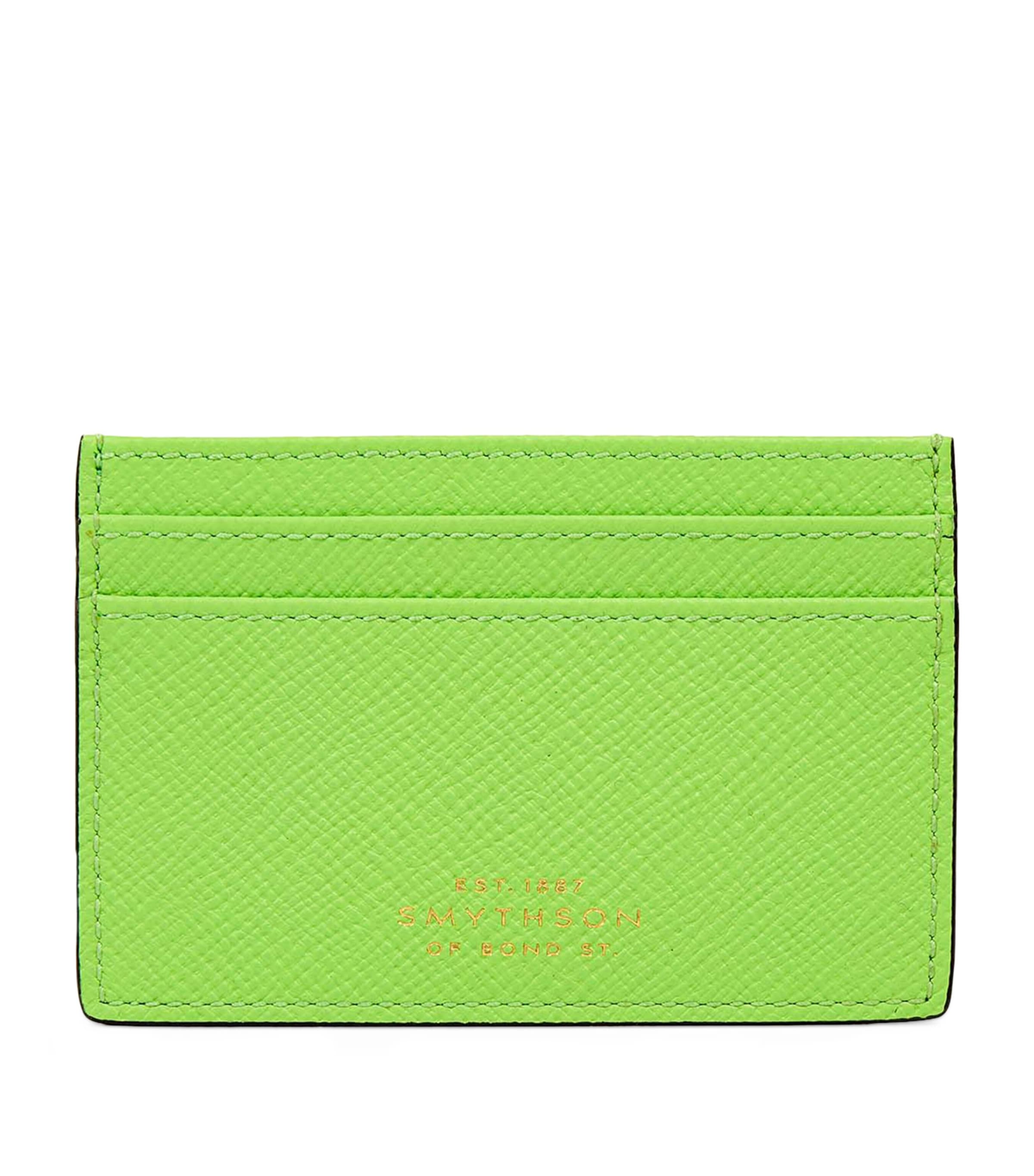 Smythson Panama Leather Card Holder Apple Green Image 1