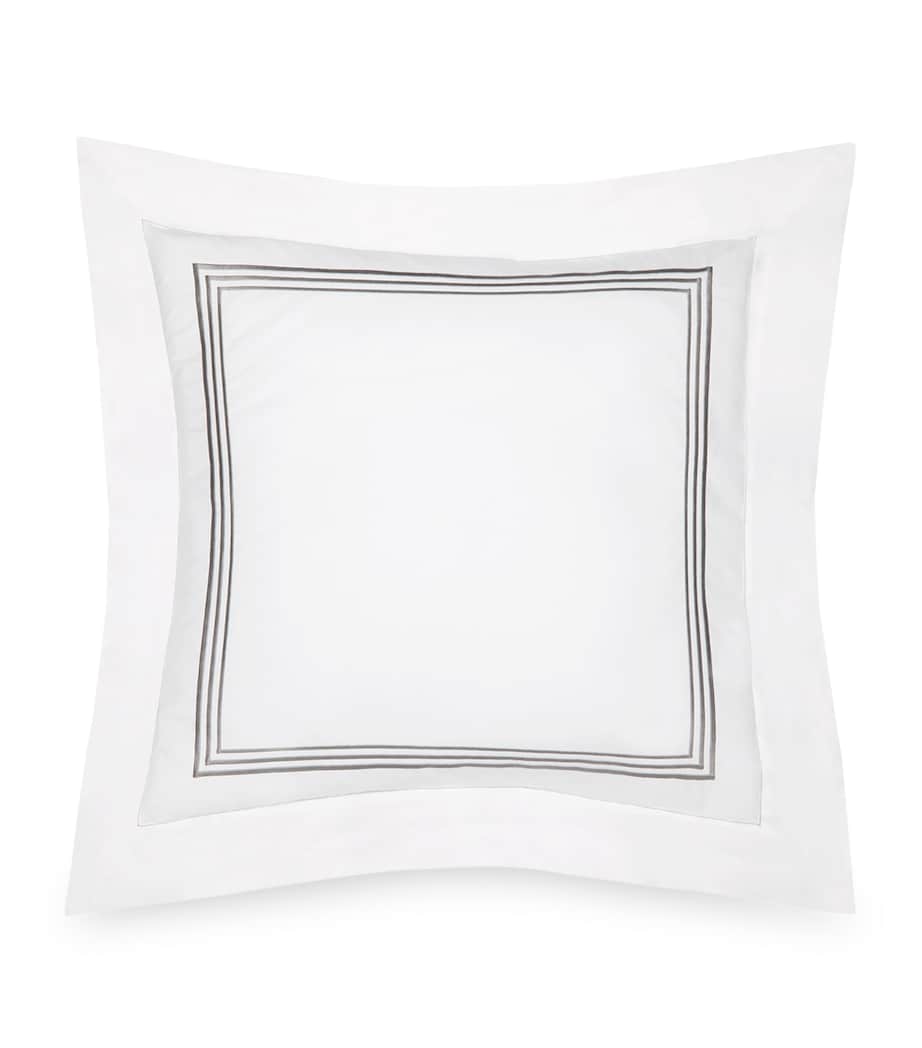 Tre Righe Square Oxford Pillowcase (65cm x 65cm) WHT/CHARCOAL Image 1