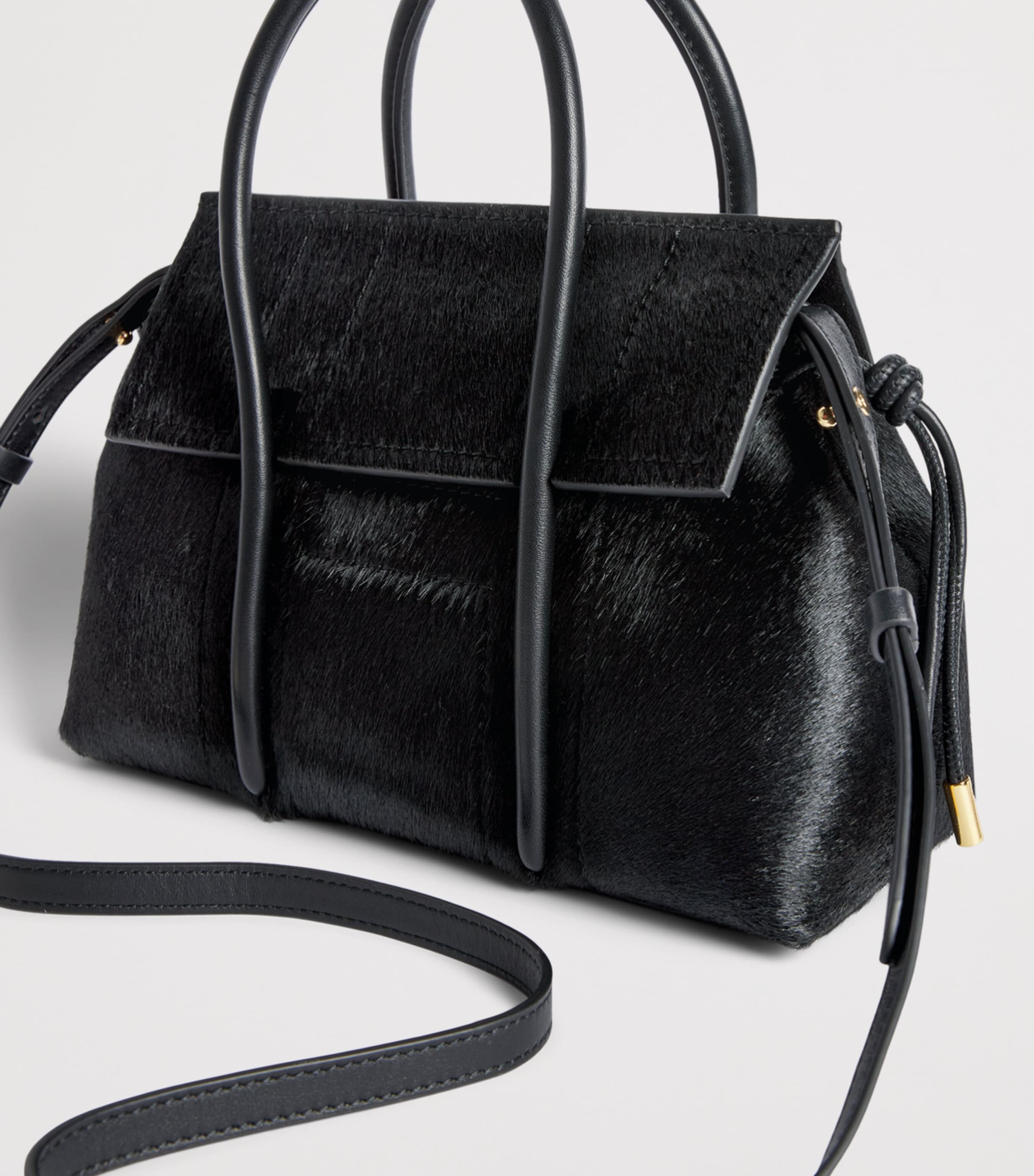 Harrods Small Calf Hair Marcie Shoulder Bag Black Image 5