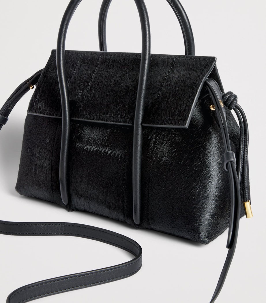 Harrods Small Calf Hair Marcie Shoulder Bag Black Image 5