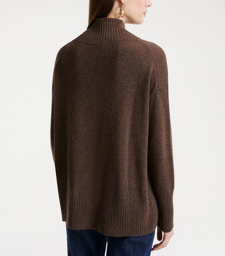 Marella Womens Lace-Detail Sweater Dark Bown Image 3