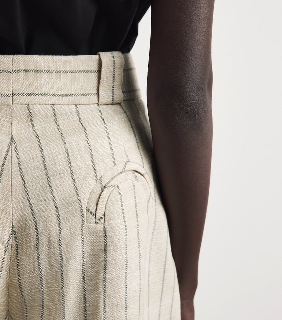 Blazé Milano Womens Pinstripe Serene Husul Tailored Shorts Tea Image 3