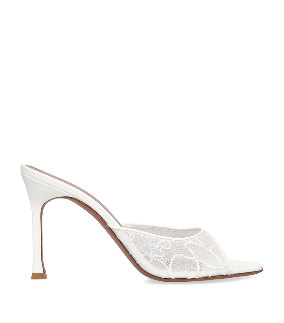 Amina Muaddi Lace Alexa Heeled Mules 95 White Image 1