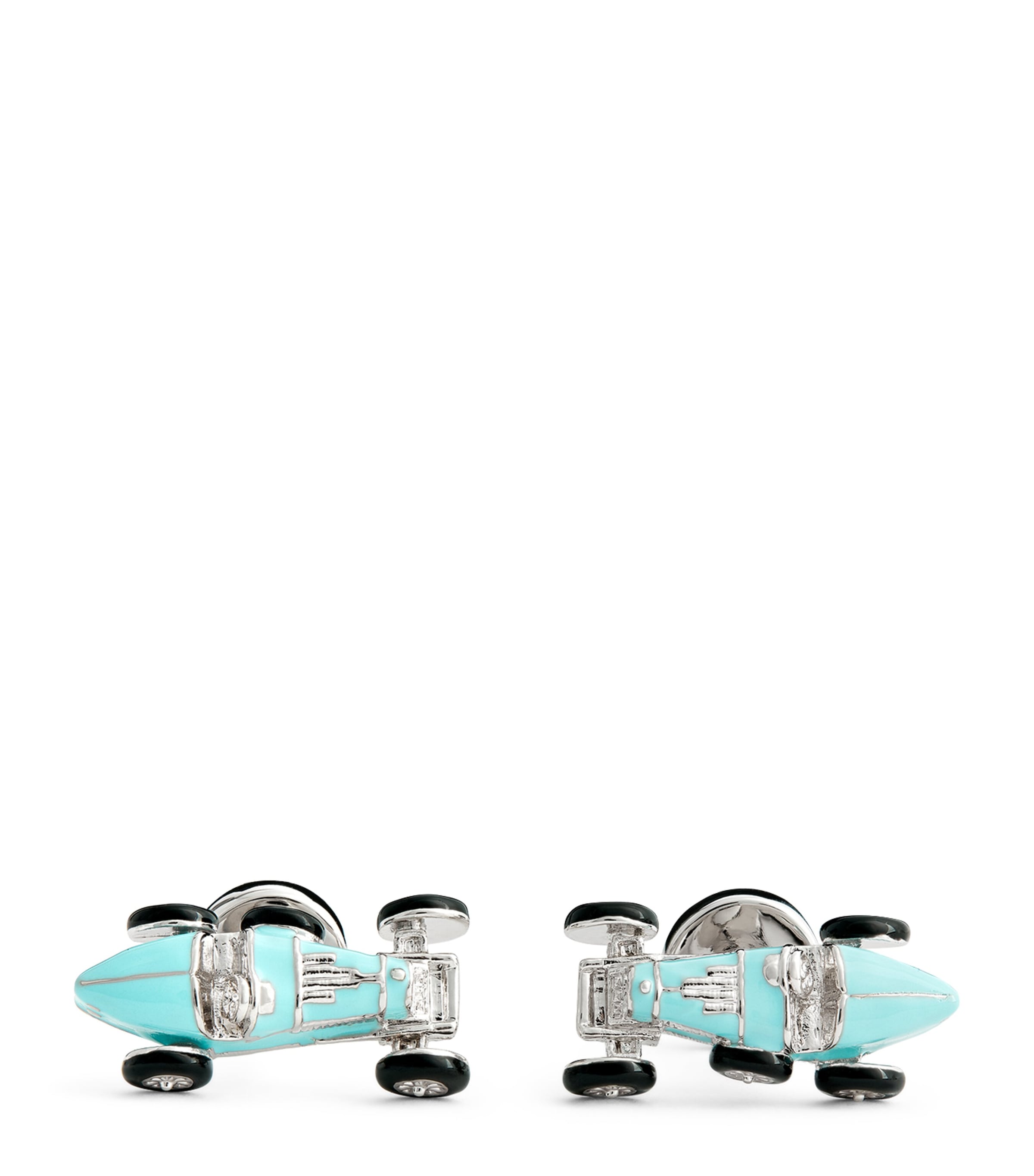 Rhodium-Plated Retro Bug Car Cufflinks LIGHT BLUE Image 1