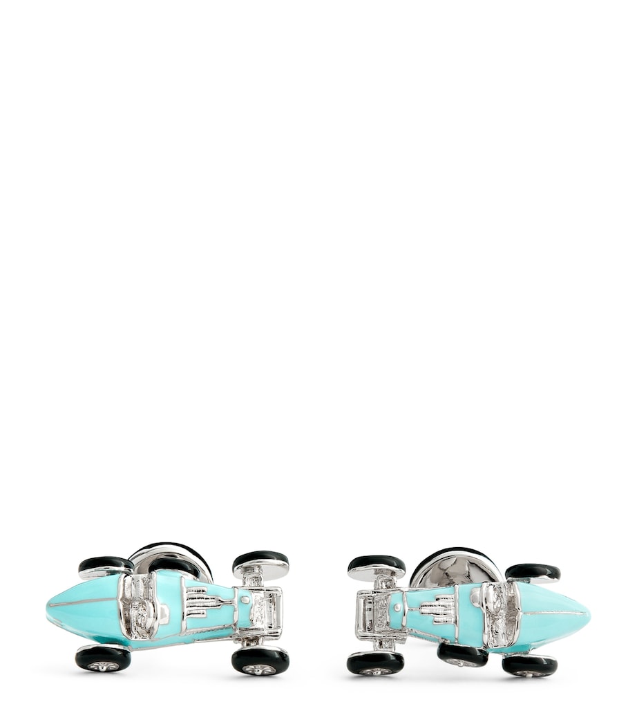 Rhodium-Plated Retro Bug Car Cufflinks LIGHT BLUE Image 1