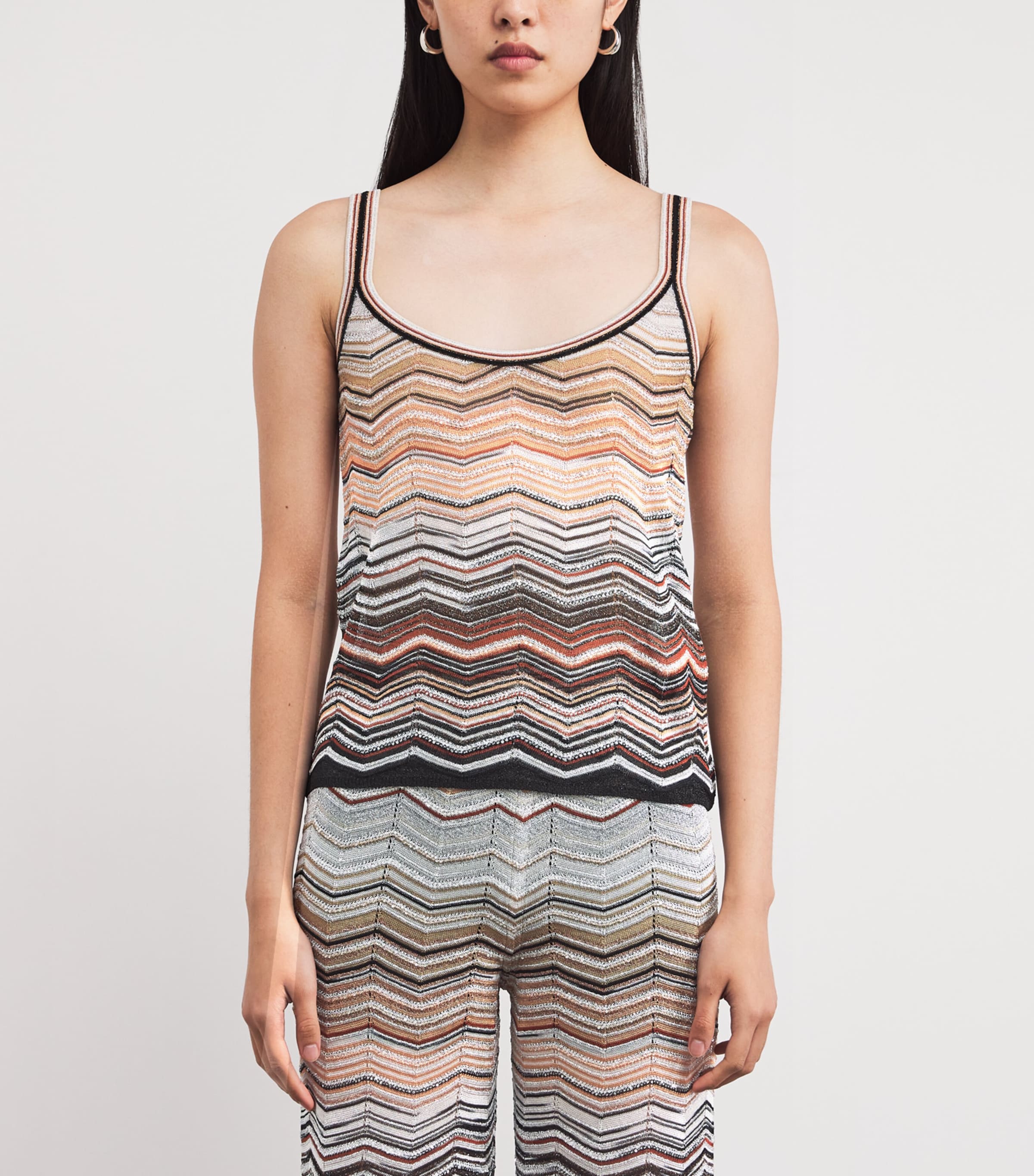 Sequinned Zigzag Tank Top SM9ZV RED/BEIGE TONE Image 3