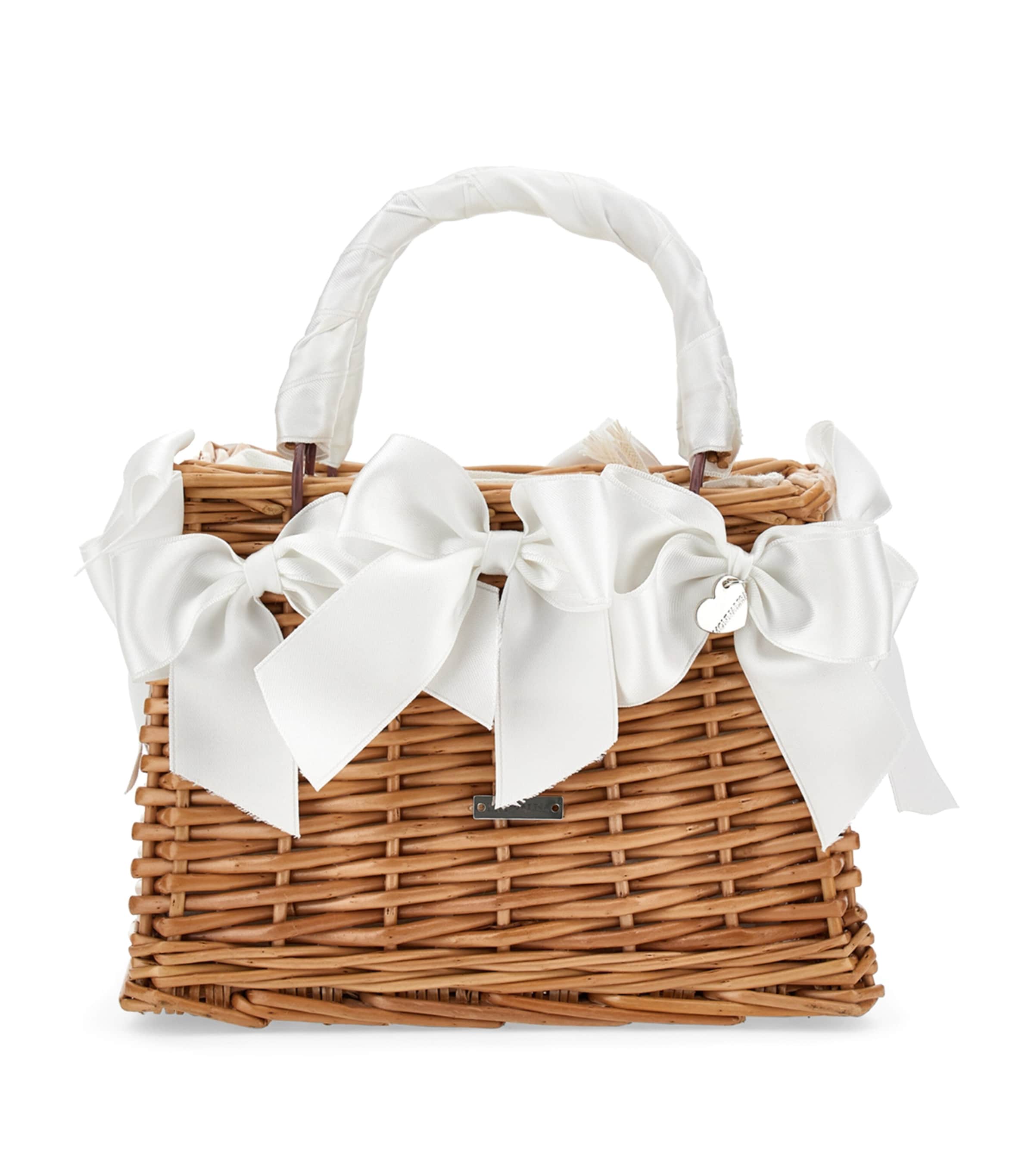Monnalisa Wicker Top-handle Bag In White