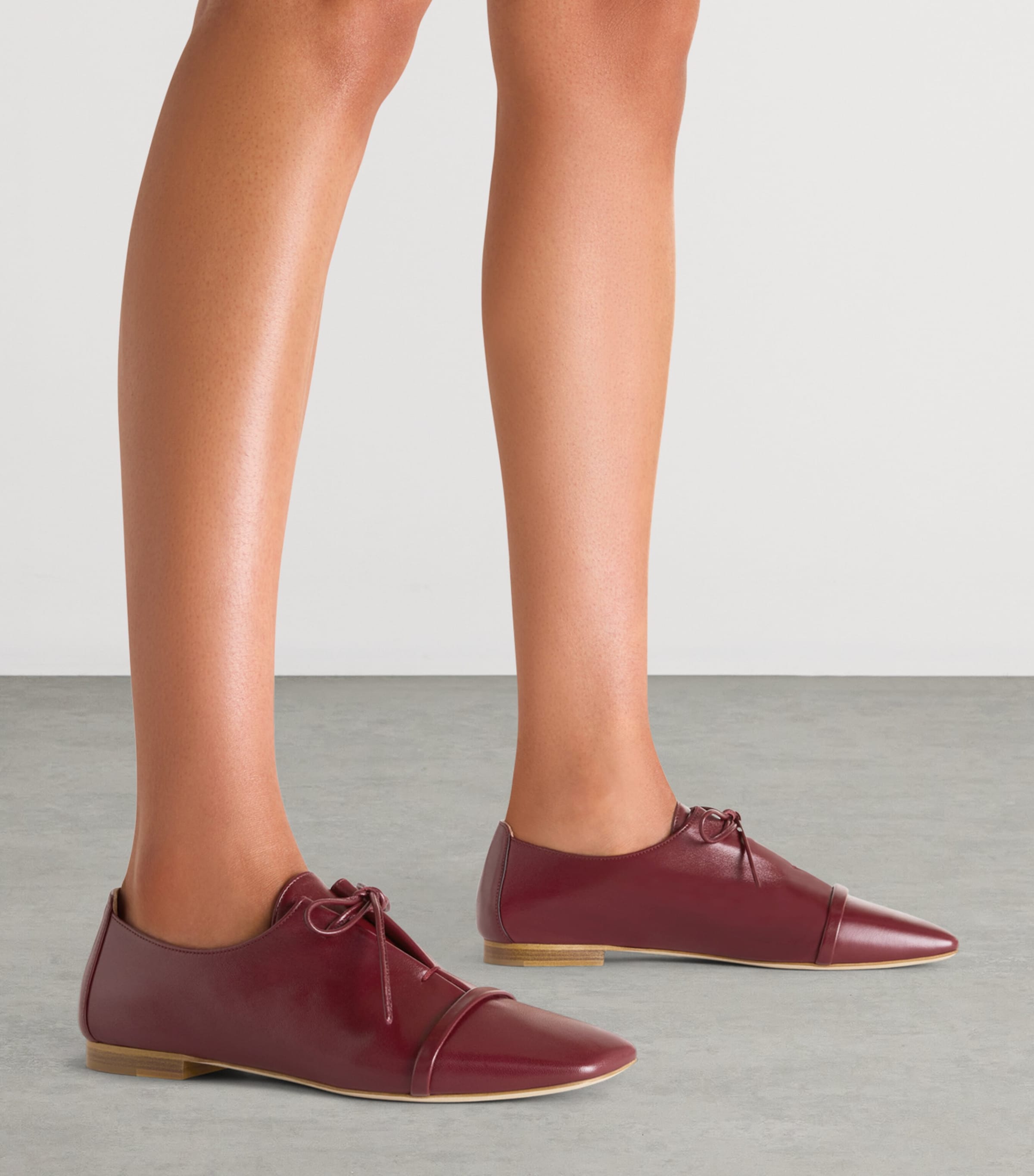 Nappa Leather Lace-Up Jean Flats ROSEWOOD Image 2