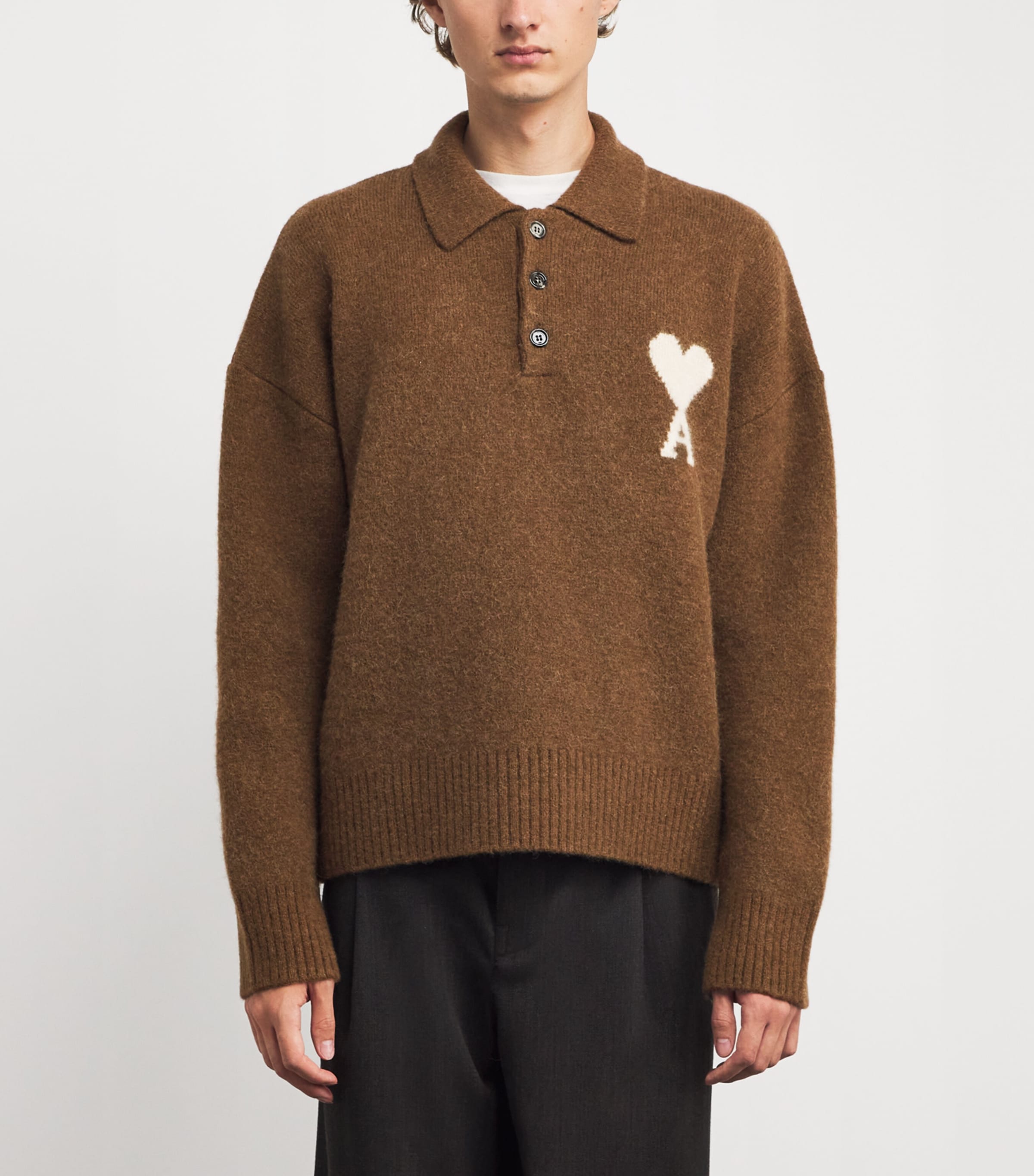 Alpaca-Blend Polo Sweater 217 - NOISETTE/ECRU Image 3