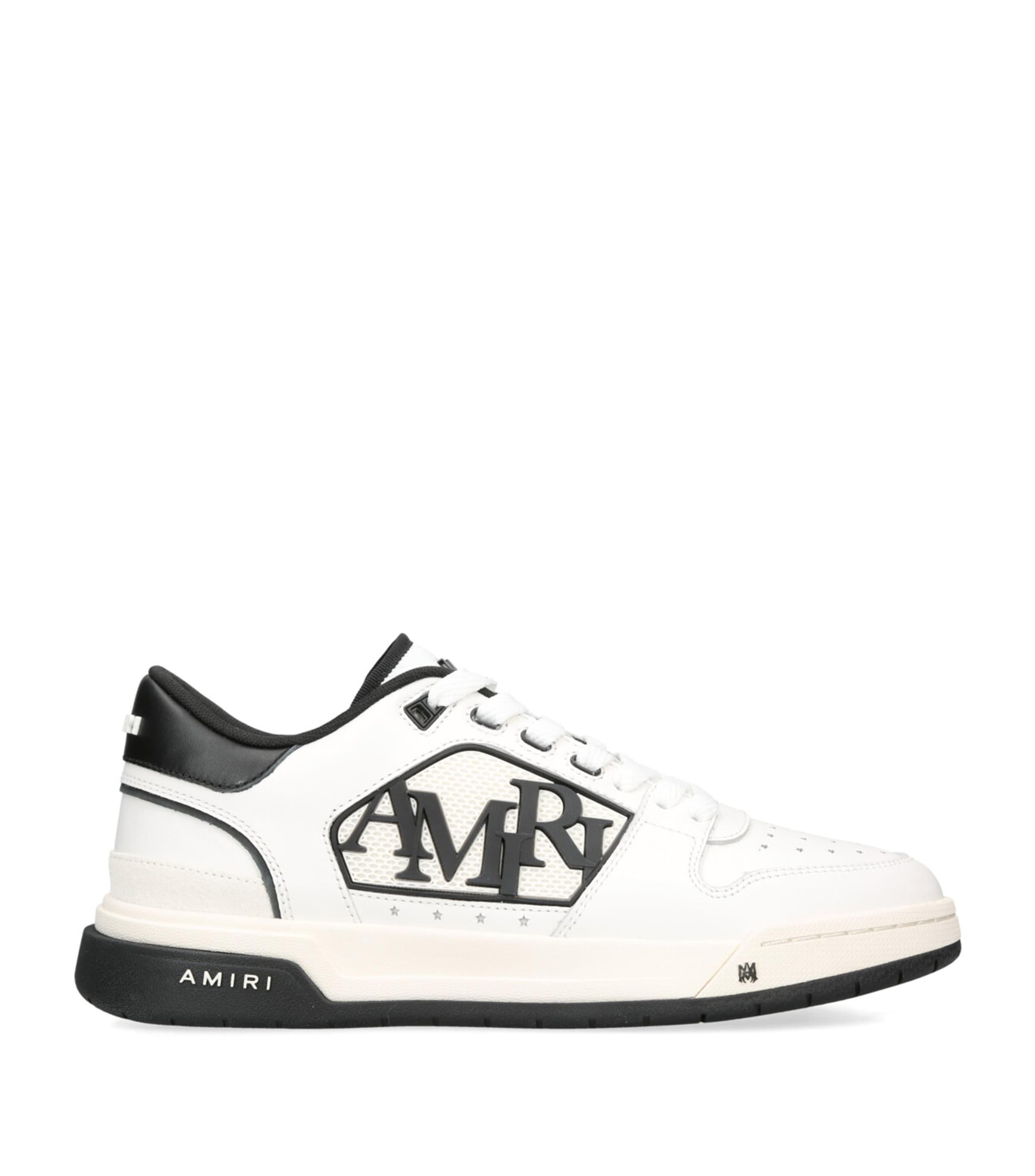 Amiri White Low Top Sneakers With Logo Patch On The Side And Contrasting Heel With Logo Lettering In Leath In White