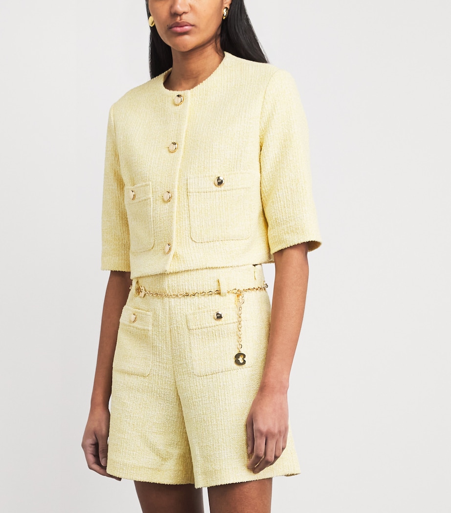 Tweed Cropped Jacket PALE YELLOW Image 4