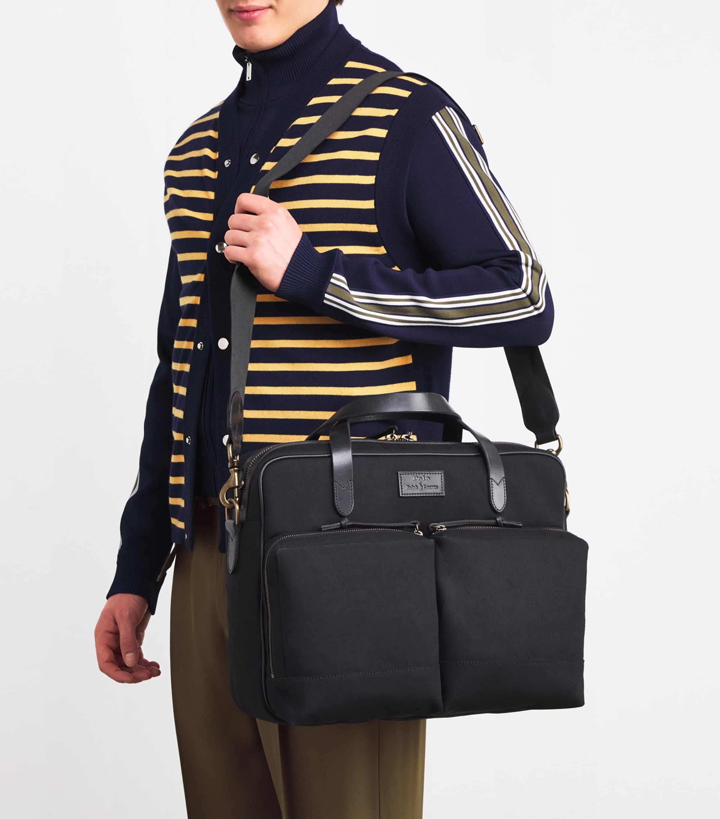 Ralph Lauren ビジネスバッグ 黒 キャンバス Polo Ralph Lauren Black Canvas Commuter Bag | Harrods US
