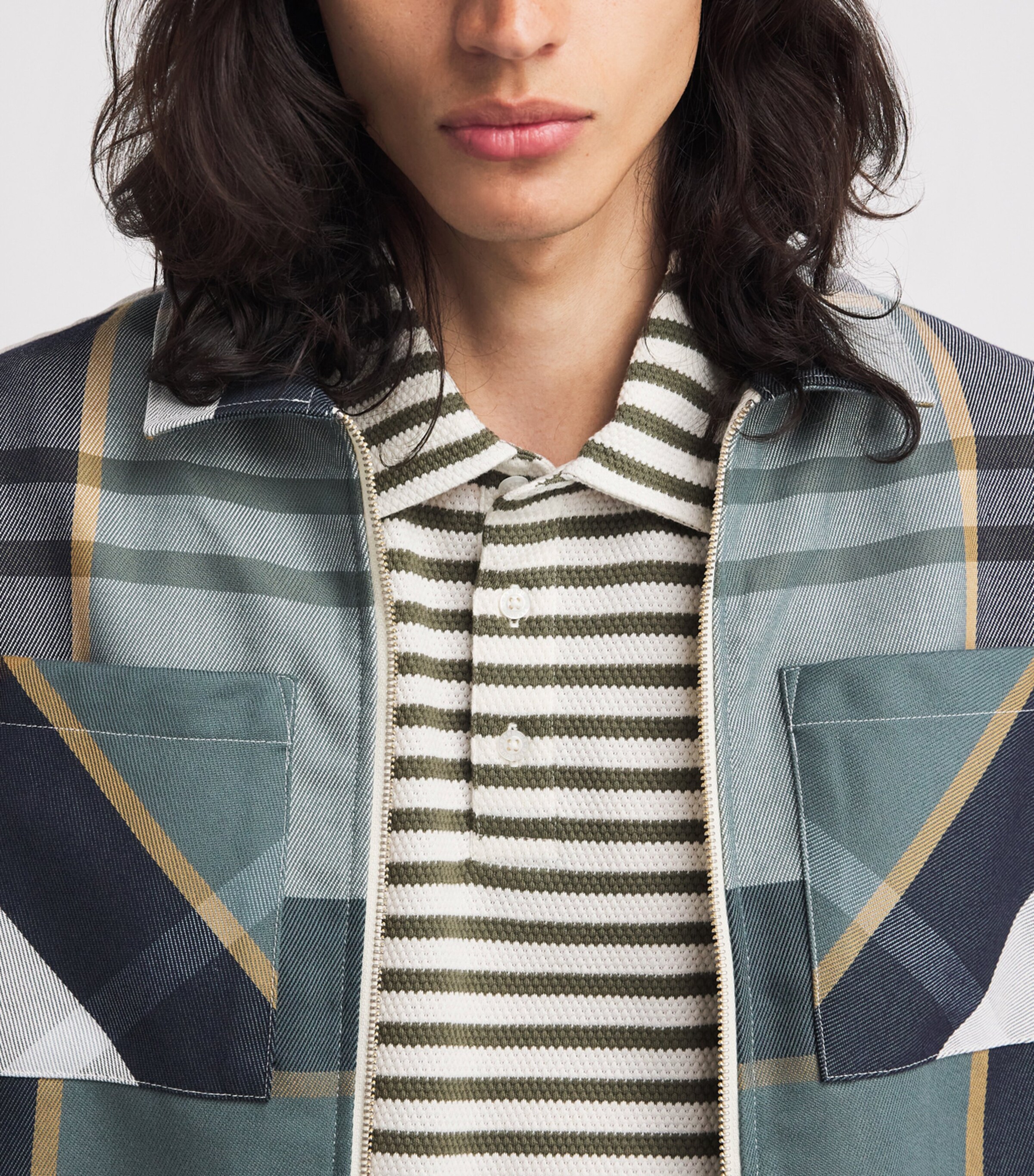 Barbour Mens Waffle Stripe Polo Shirt Whisper White Image 3