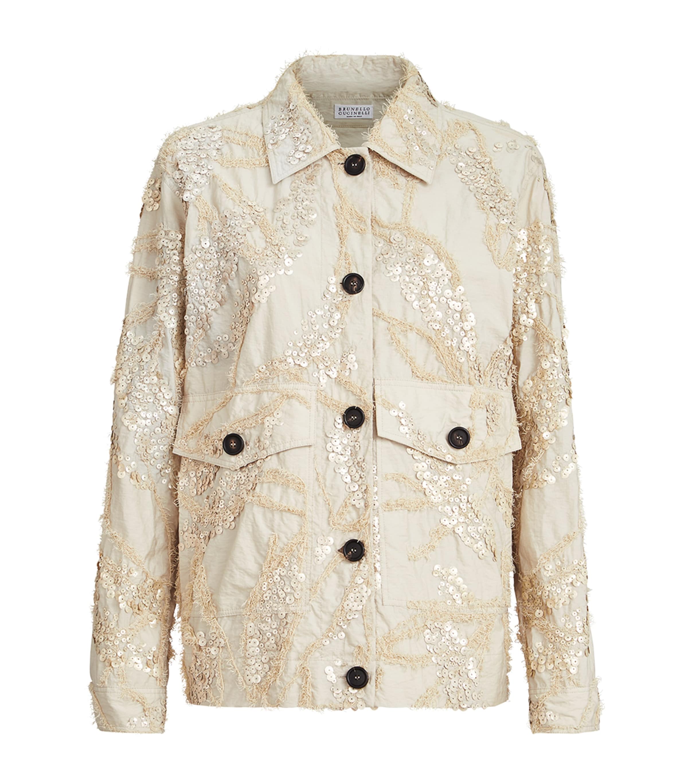 Brunello Cucinelli Womens Cotton-Blend Embroidered Poplin Jacket Image 1