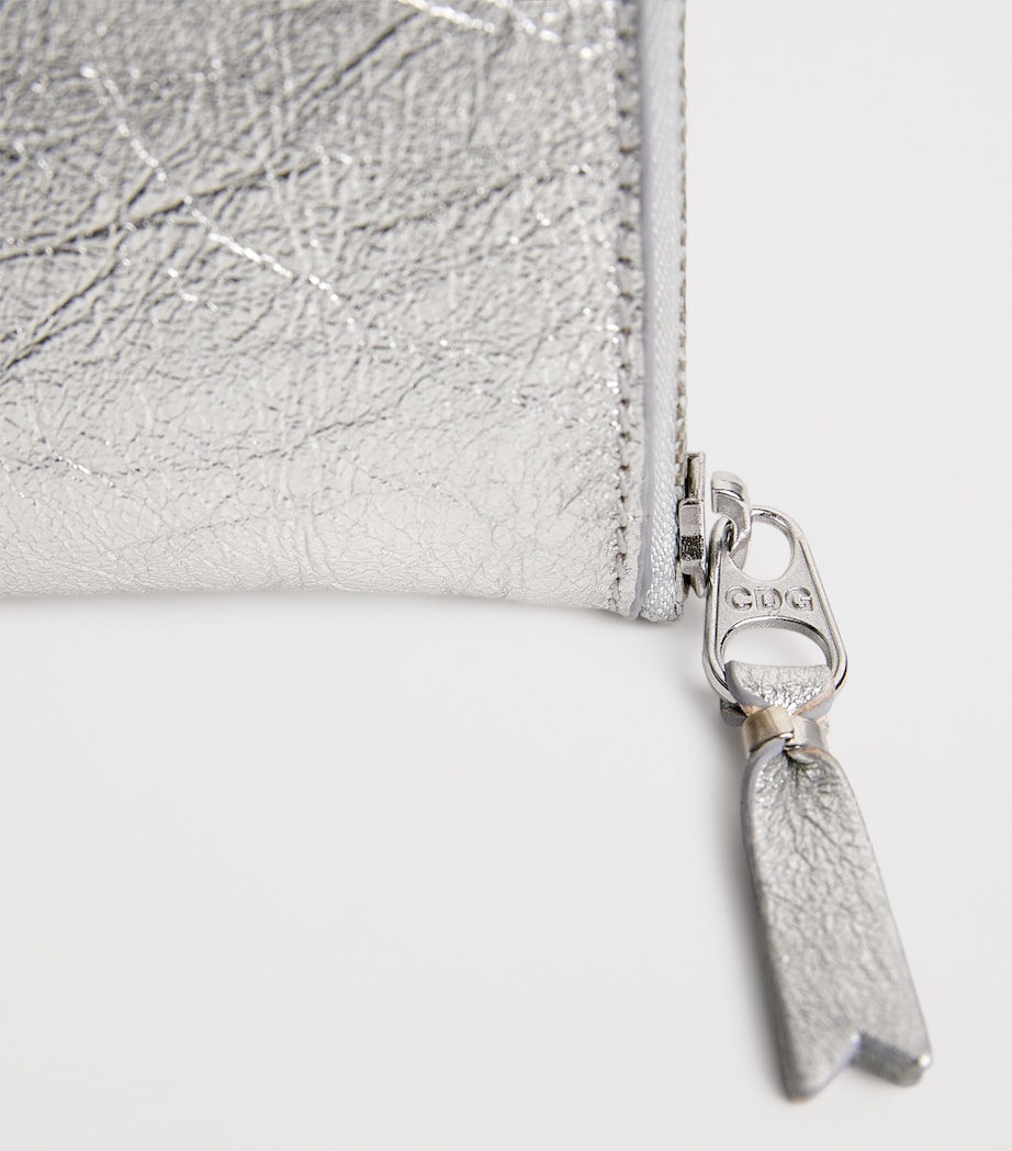 Comme Des Garçons Wallet Small Leather Half-Zip Wallet Silver Image 4