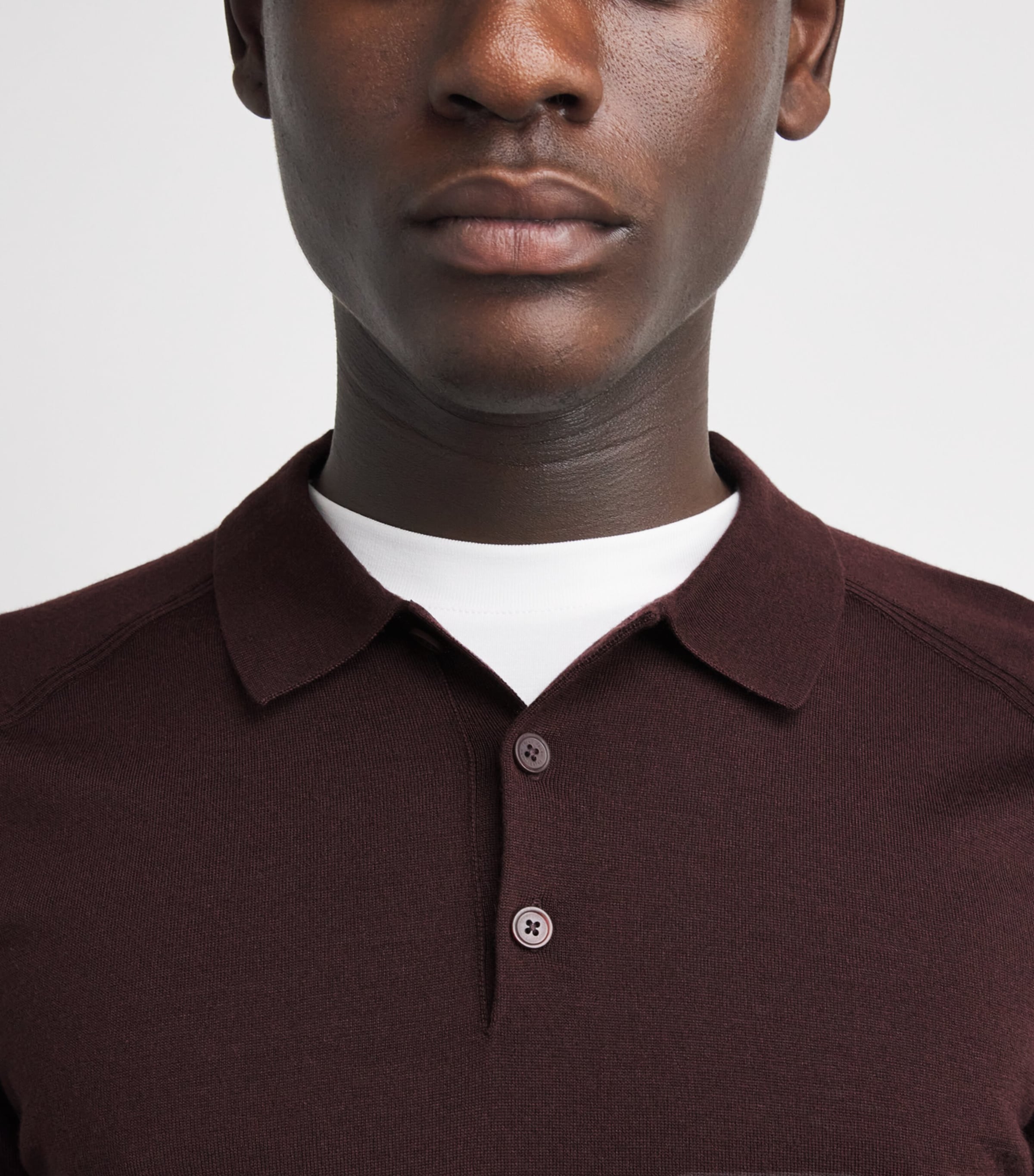 Falke Mens Ultrafine Merino Wool Polo Shirt Dark Choco Image 3