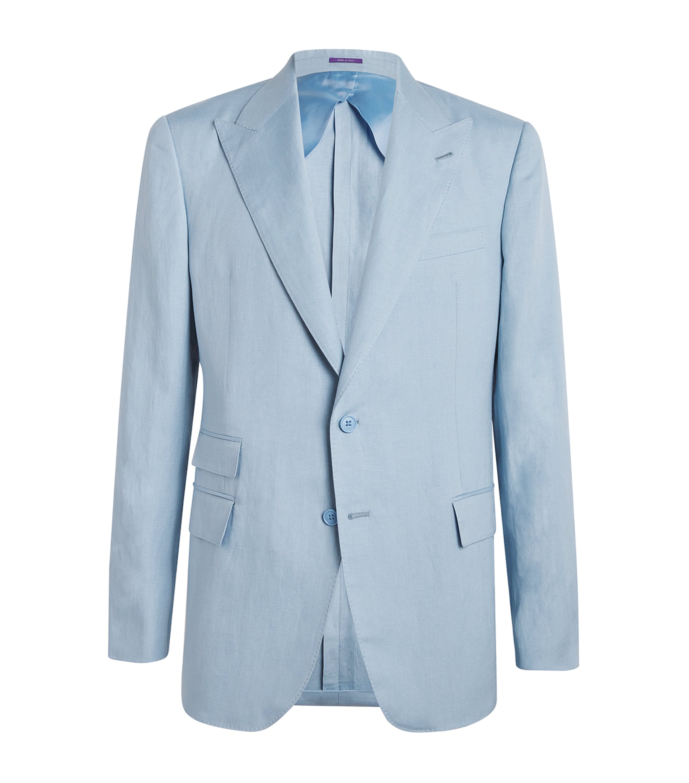 Ralph Lauren Purple Label Mens Silk-Linen Kent Blazer Chambray Blue Image 1