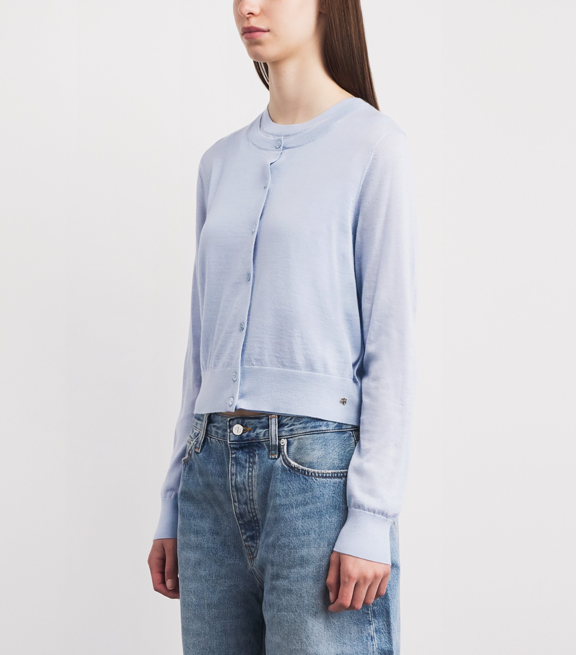 ANINE BING Womens Wool-Cashmere Moni Cardigan Pale Blue Image 4