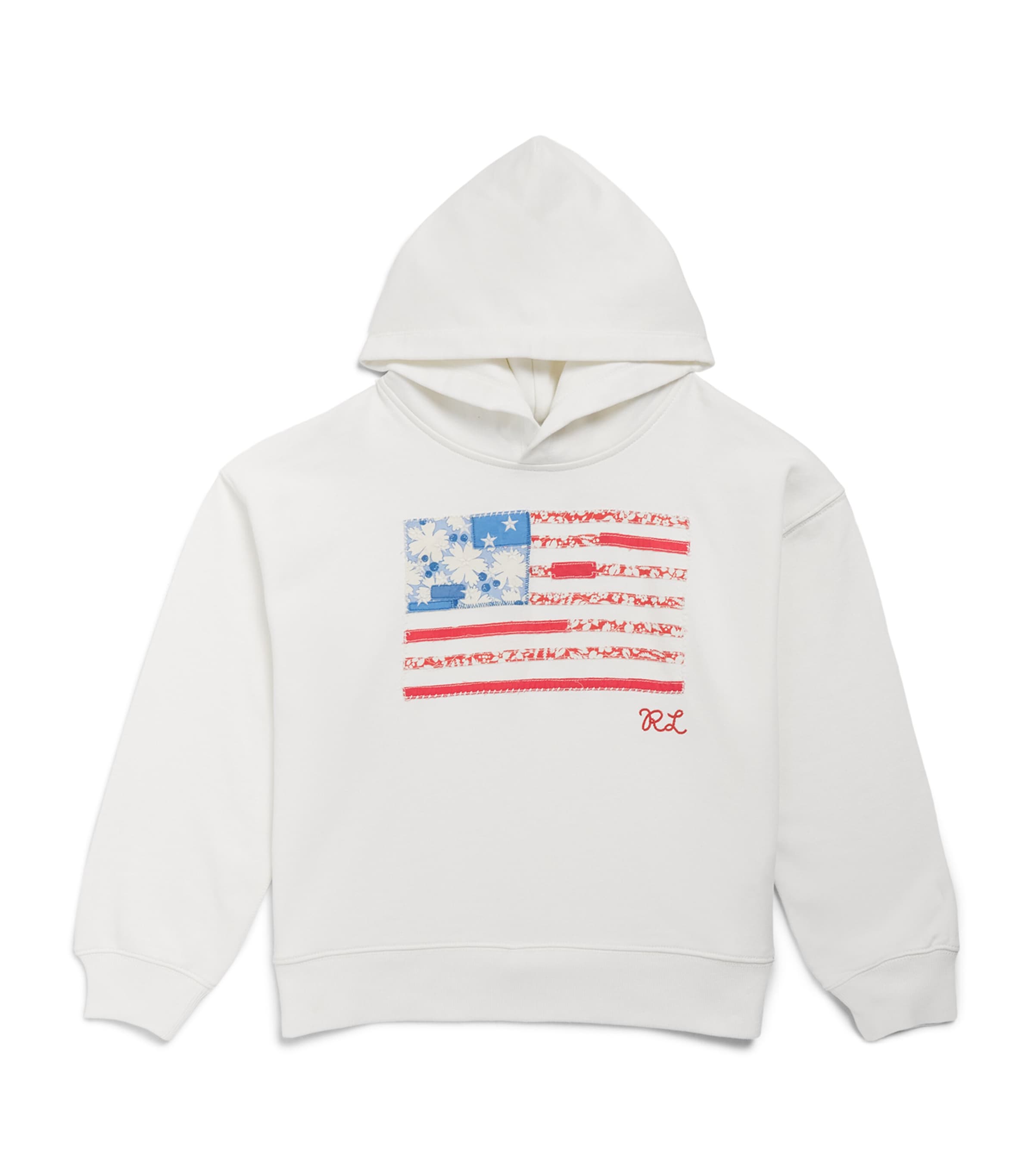 Ralph Lauren Kids Cotton Printed Flag Hoodie (6-14 Years) White Image 1