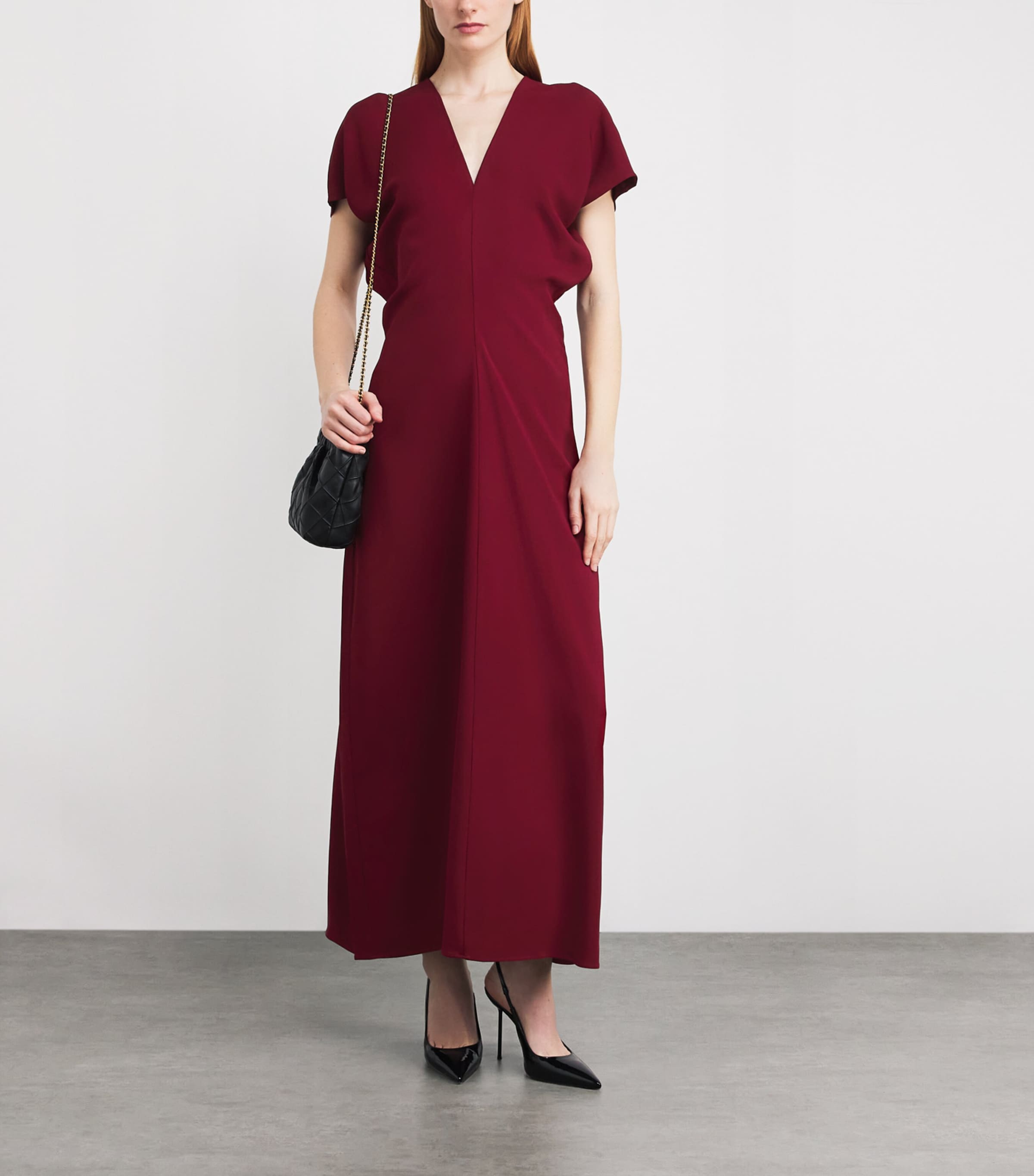 Crepe Zadig Maxi Dress BURGUNDY Image 2