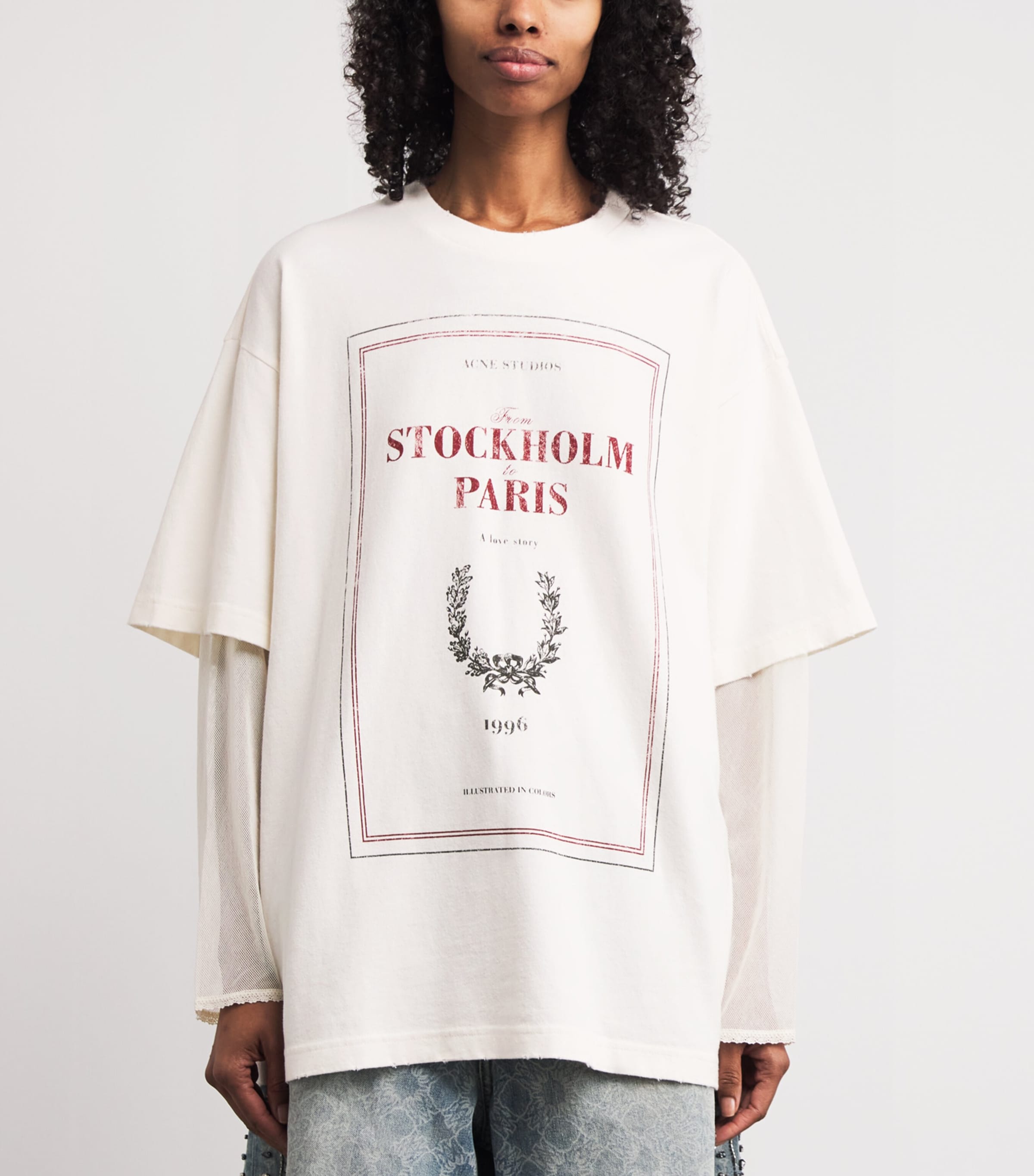 Cotton Printed Layered T-Shirt OFF WHITE Image 3