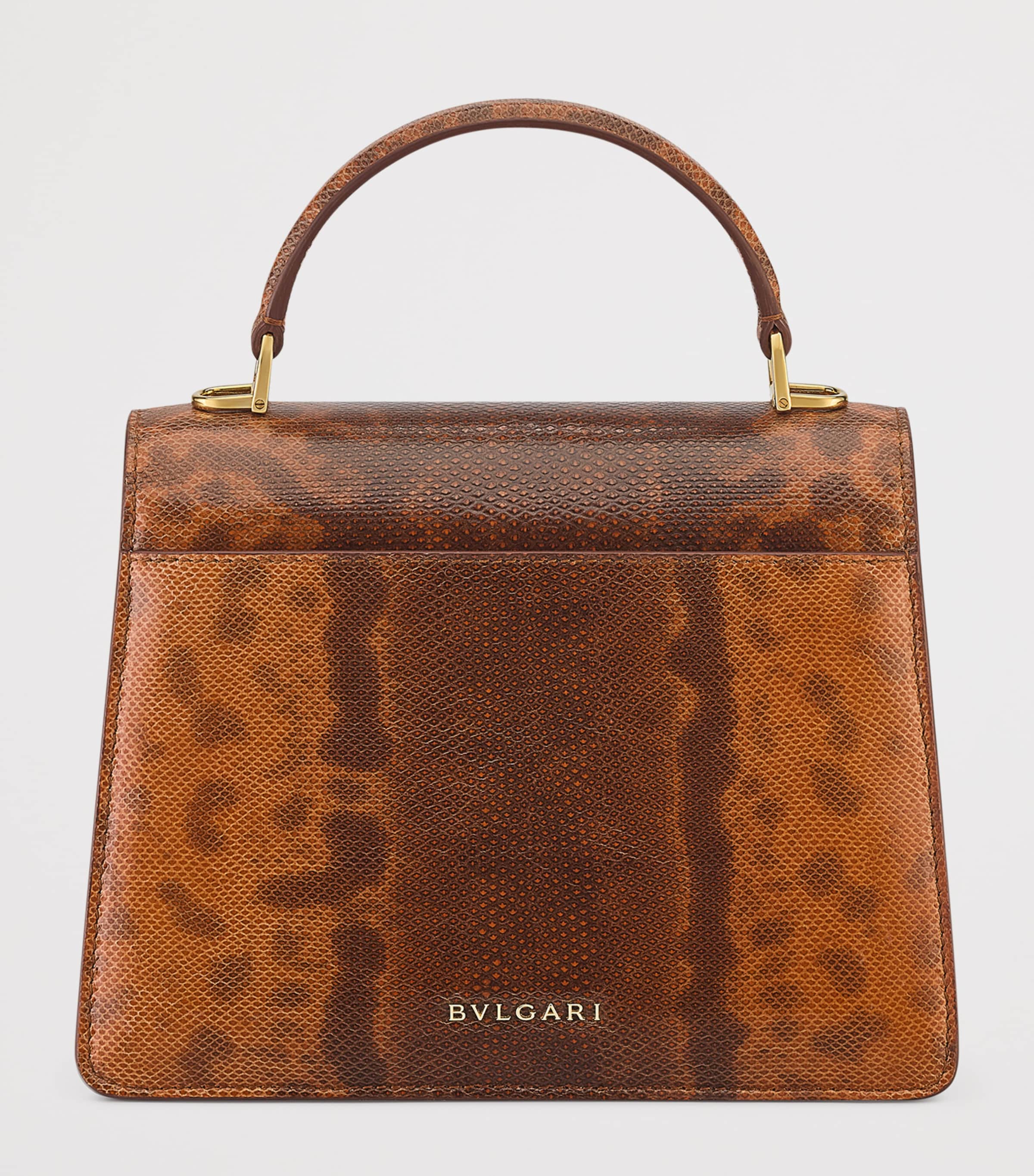 Bvlgari Medium Snakeskin Serpenti Forever Top-Handle Bag Bronze Image 4