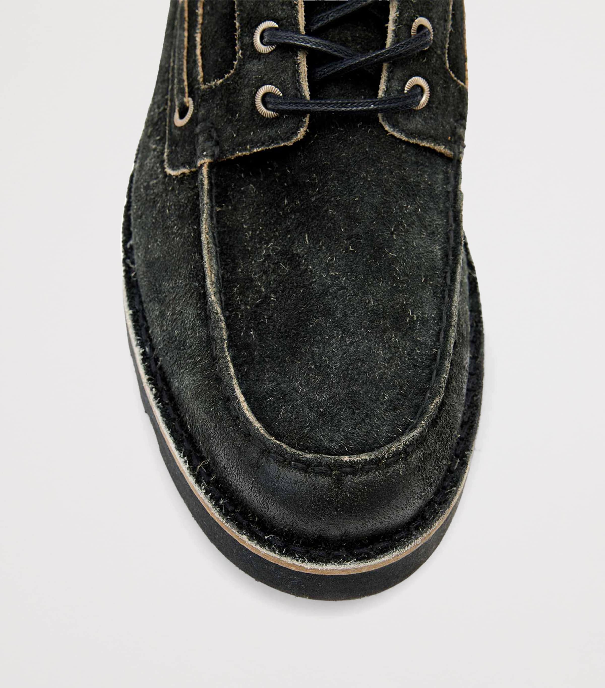AllSaints Suede Skiff Boat Shoes Charcoal Grey Image 5