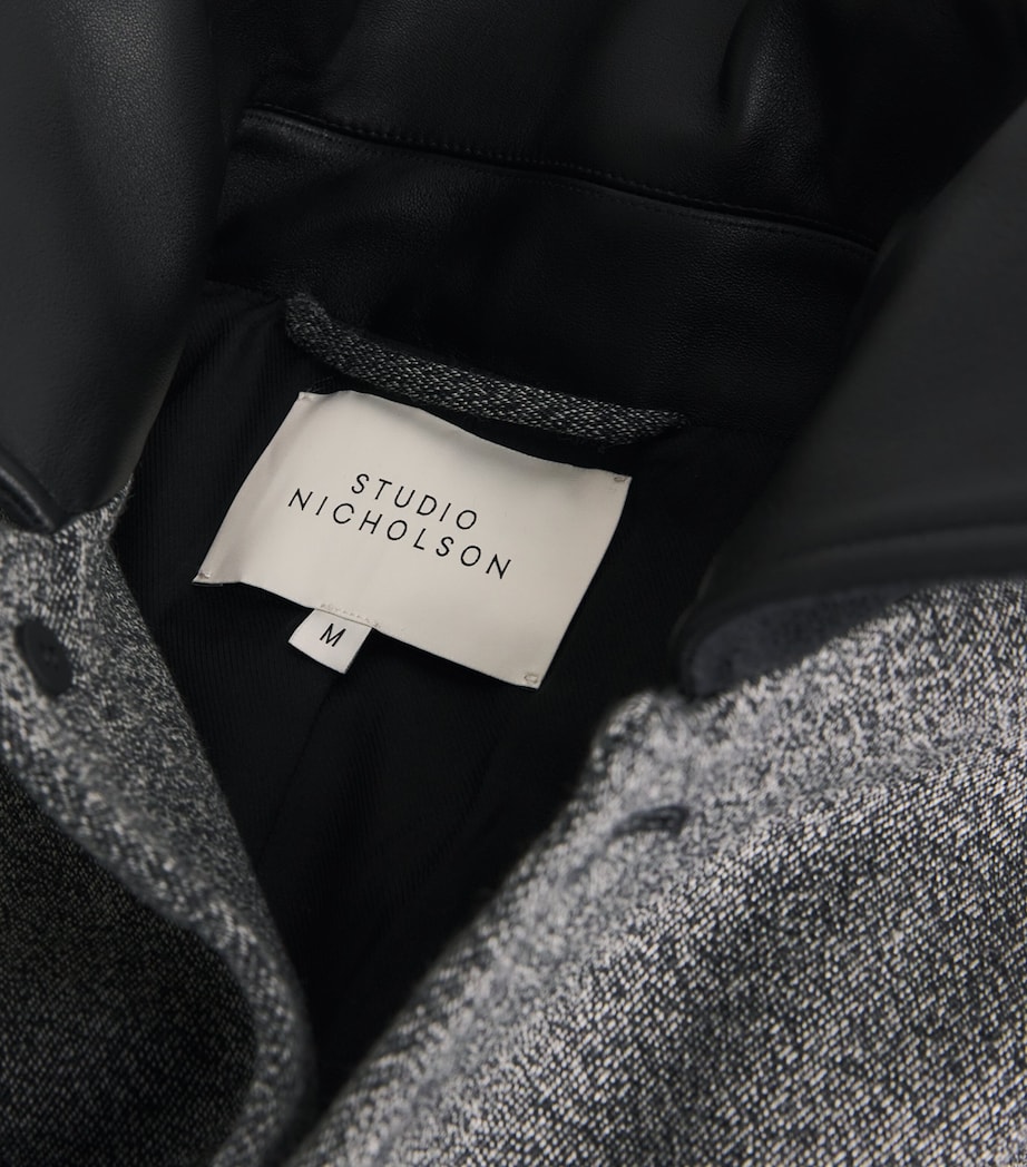 Virgin Wool-Leather Bryn Coat BLACK / WHITE Image 2