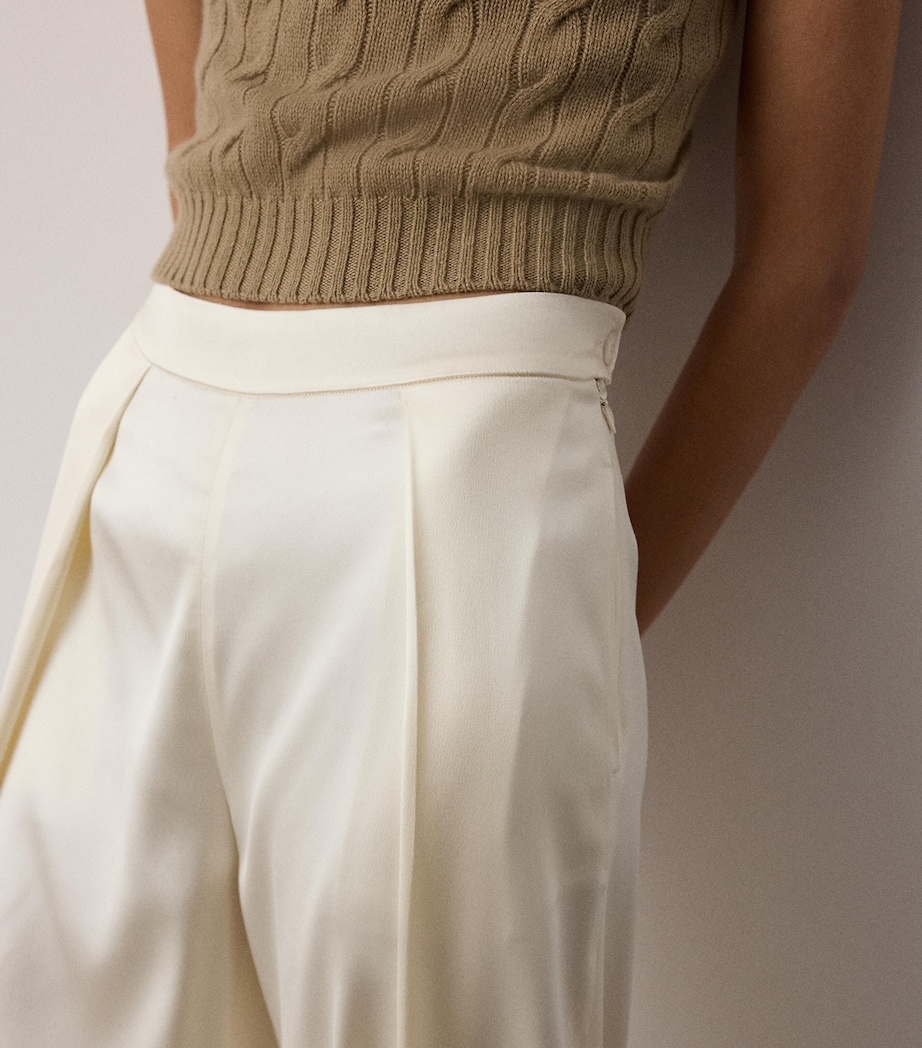 Ralph Lauren Collection Womens Satin Wide-Leg Masina Trousers Lux Cream Image 4