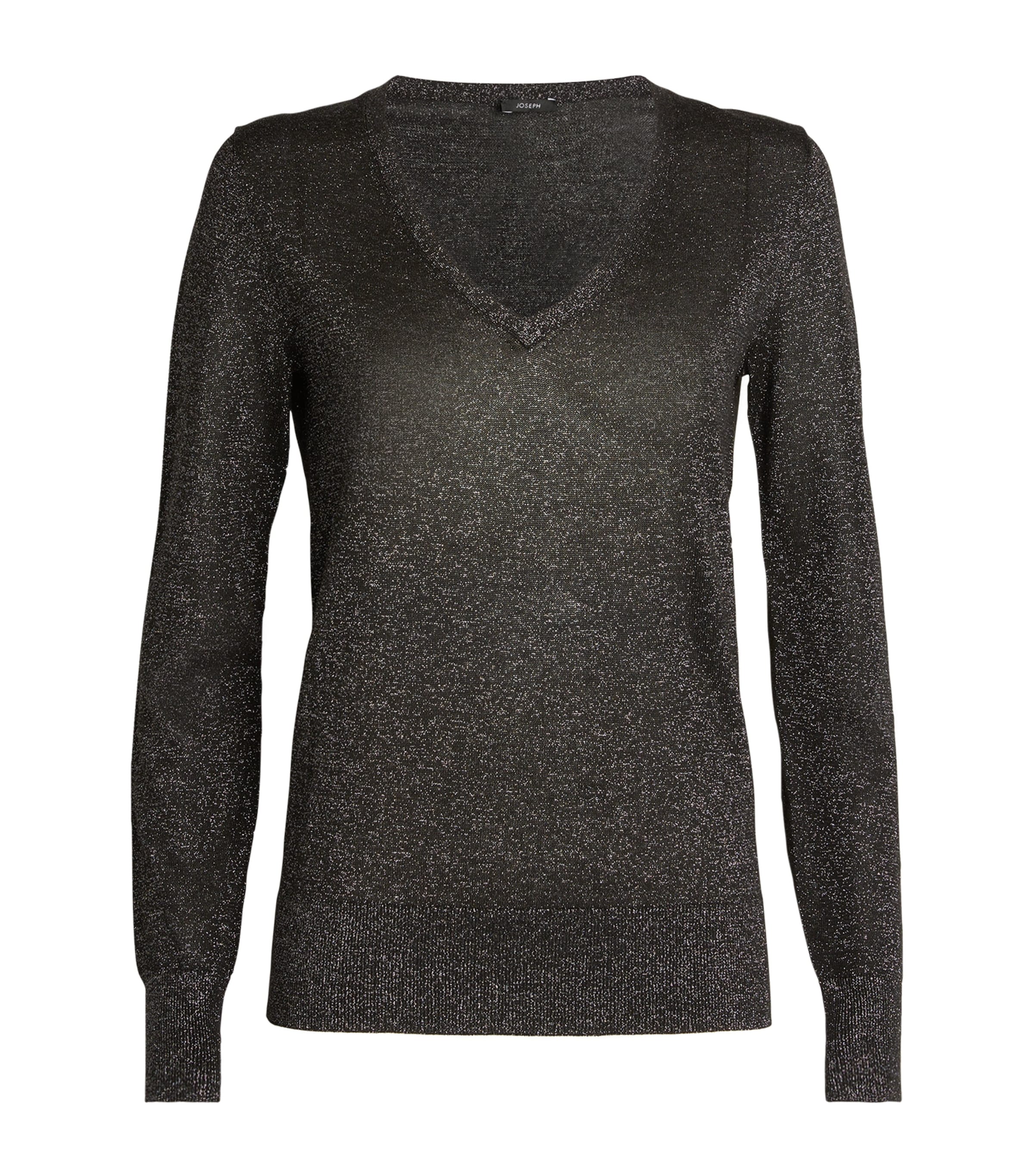 Joseph Lurex V-neck Sweater In Black